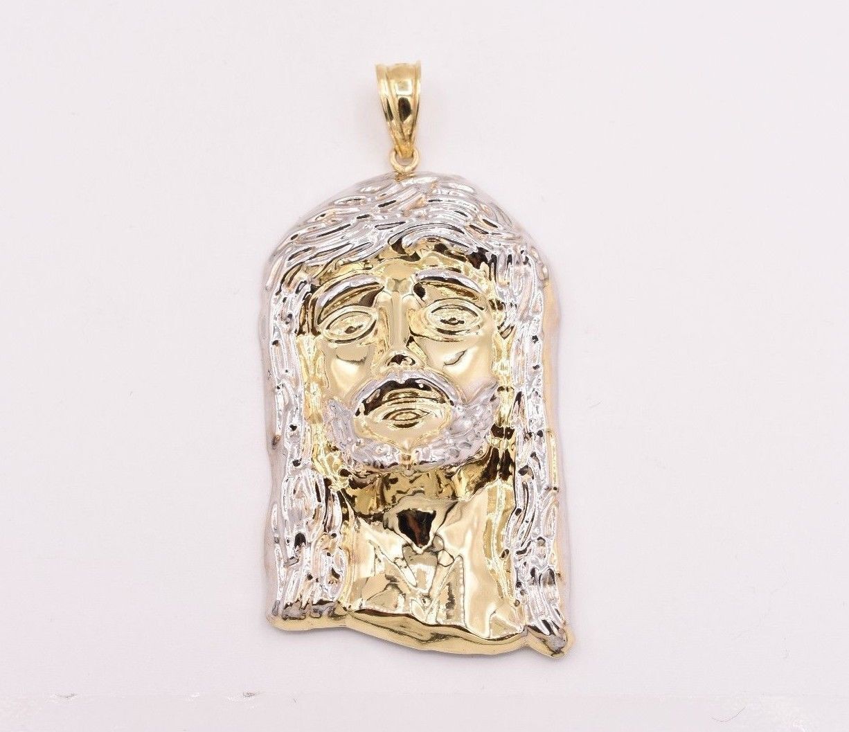 3″ Huge Men’s Diamond Cut Jesus Head Charm Pendant Real 10K Yellow White Gold