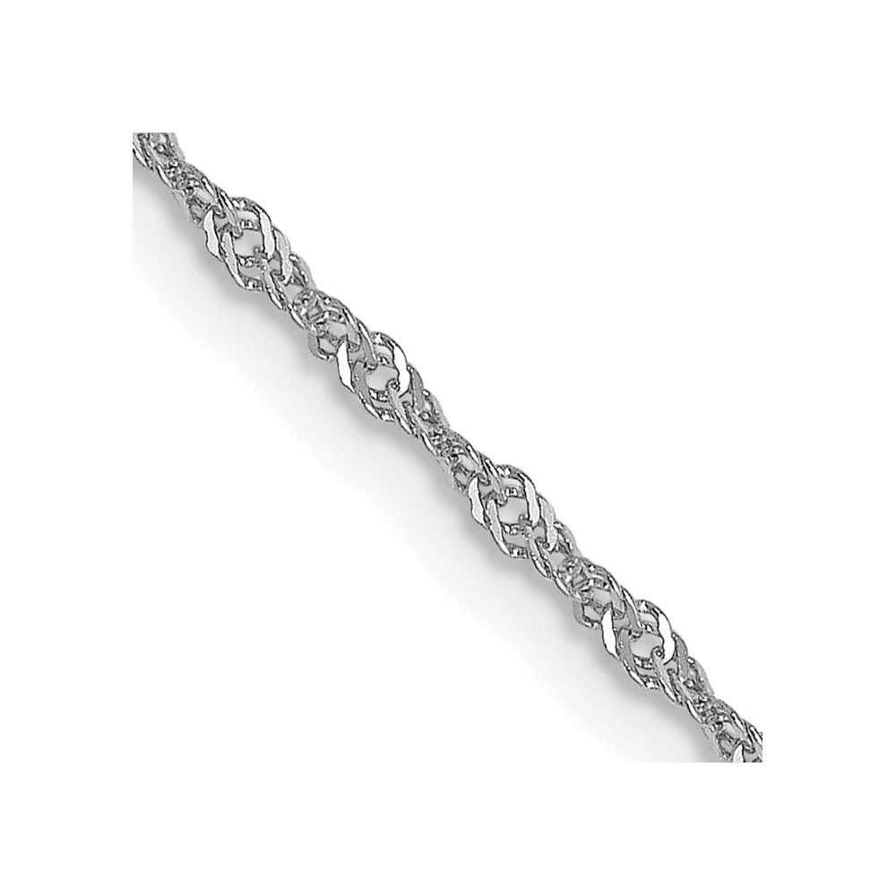 Real 14K White Gold 1mm Singapore with Lobster Clasp Chain; 16 inch;