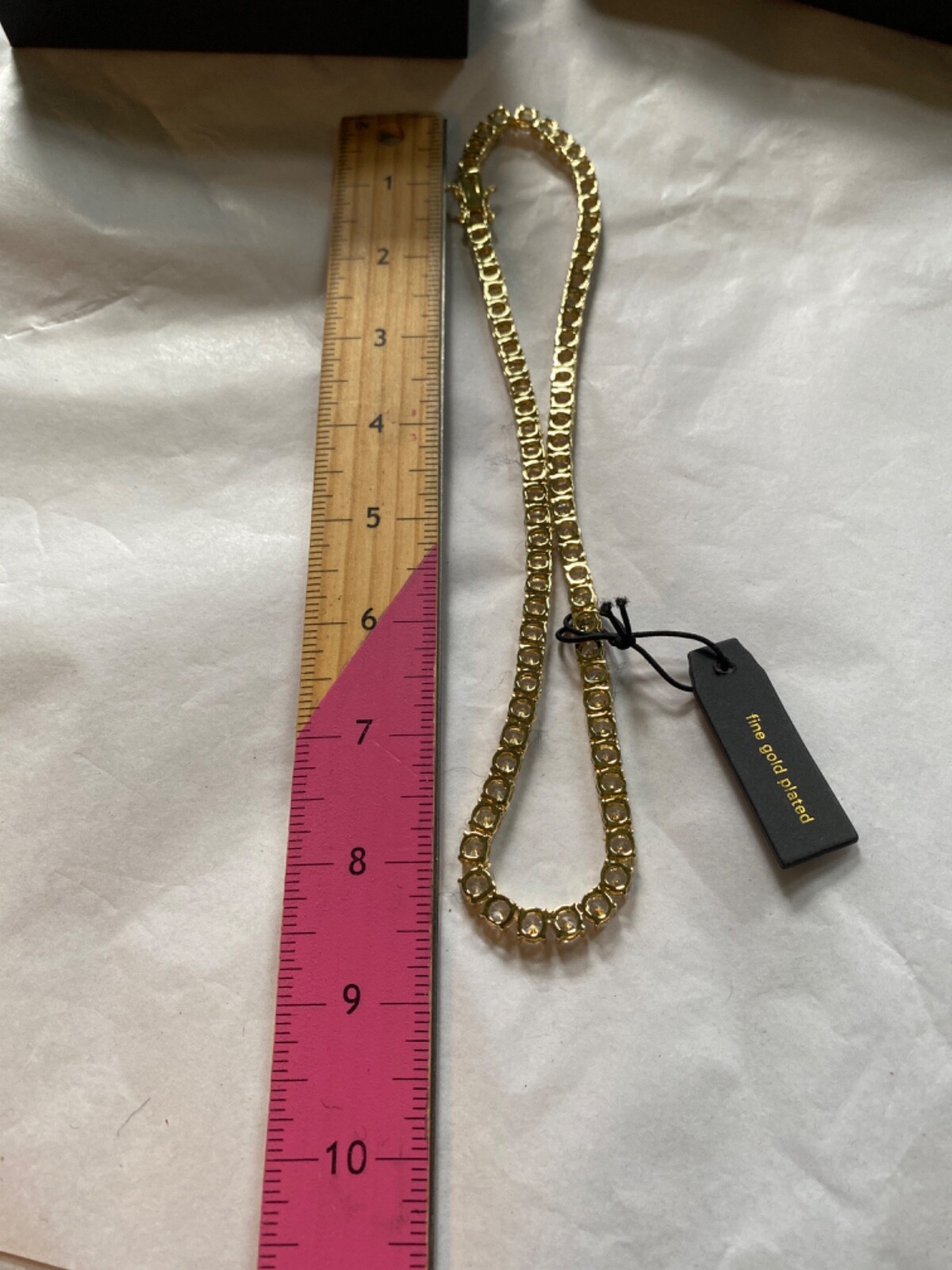 GOLD PLATED TENNIS NECKLACE 16” NWT