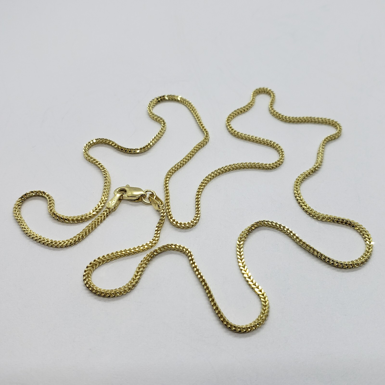 10K Hollow Yellow Gold Franco Box Link Chain Necklace Men Women 1.5mm 16-30″