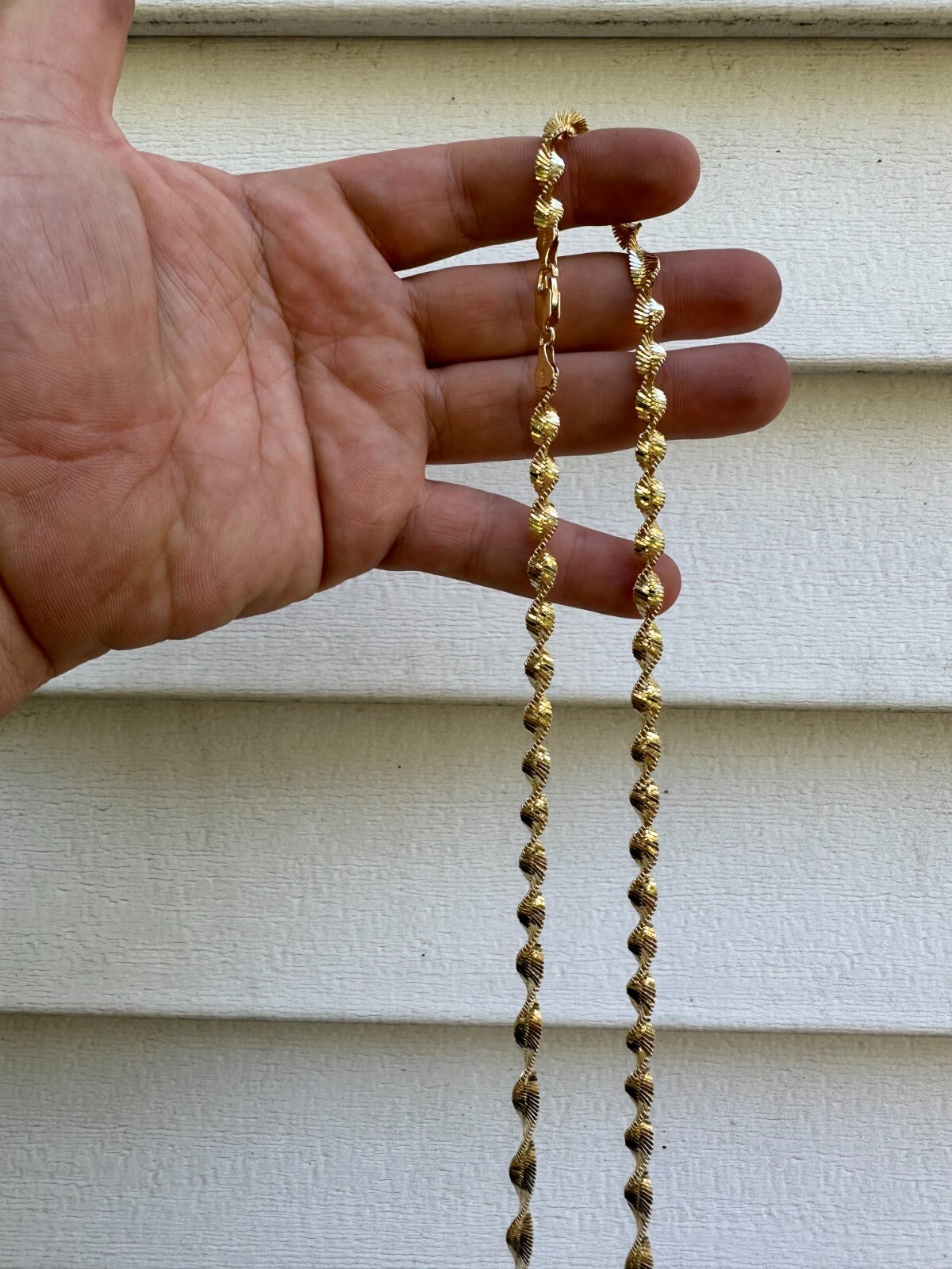 Real 14k Yellow Gold Vermeil 925 Silver 6mm Loose Singapore Rope Chain Necklace