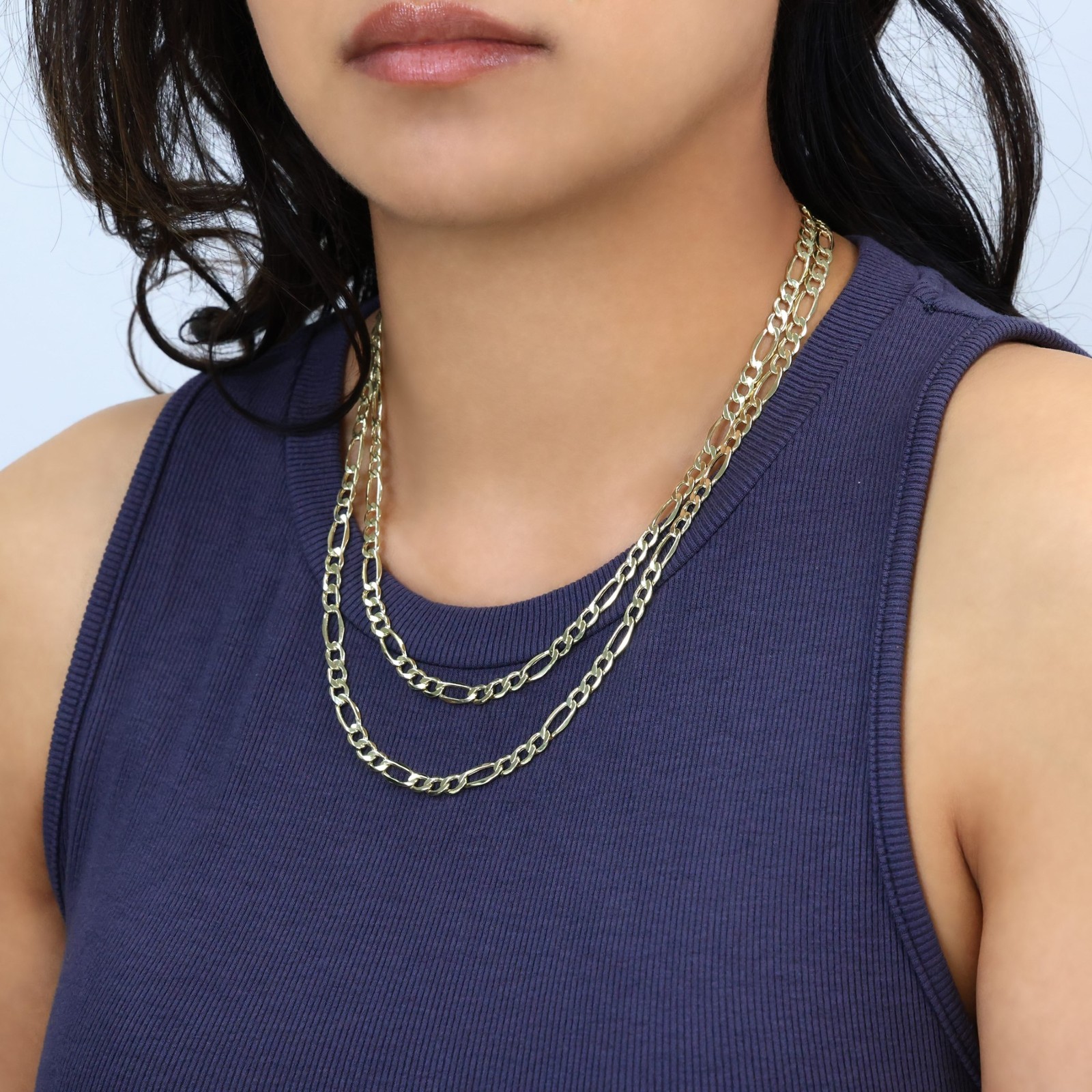 14K Yellow Gold 5.5mm Figaro Chain Link Italian Necklace Mens Womens 16″- 30″