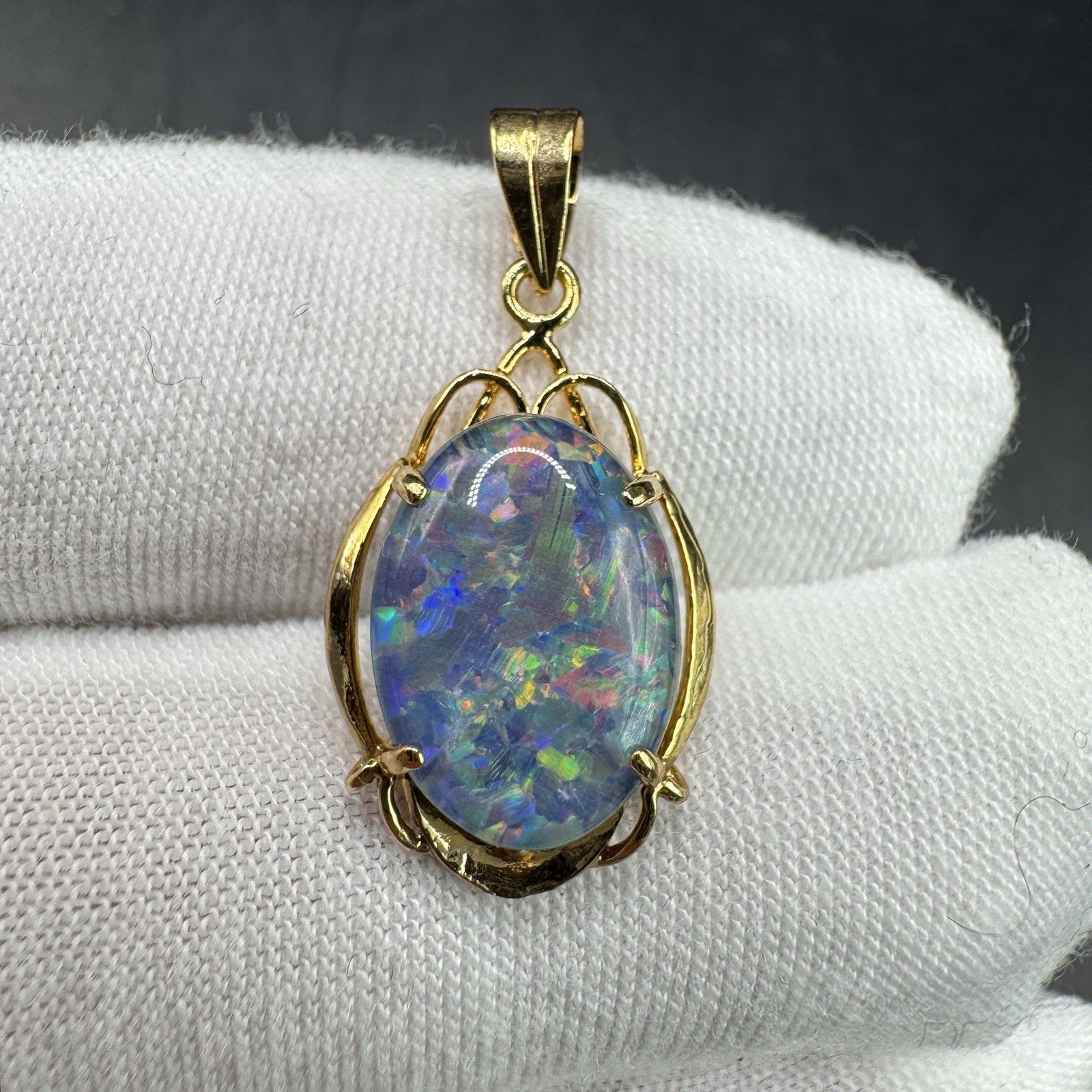 Australian Triplet Opal Pendant Gold Tone Gift Souvenir