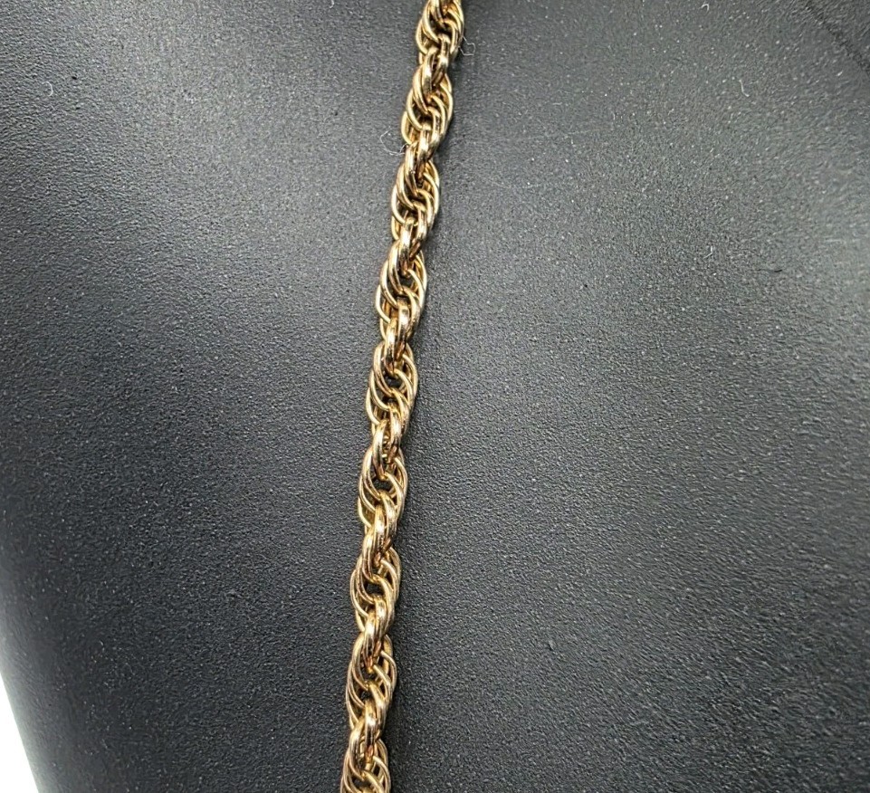 Unique Vintage 14K Yellow Gold Long Braided Rope Style Chain Necklace 585 8.5g