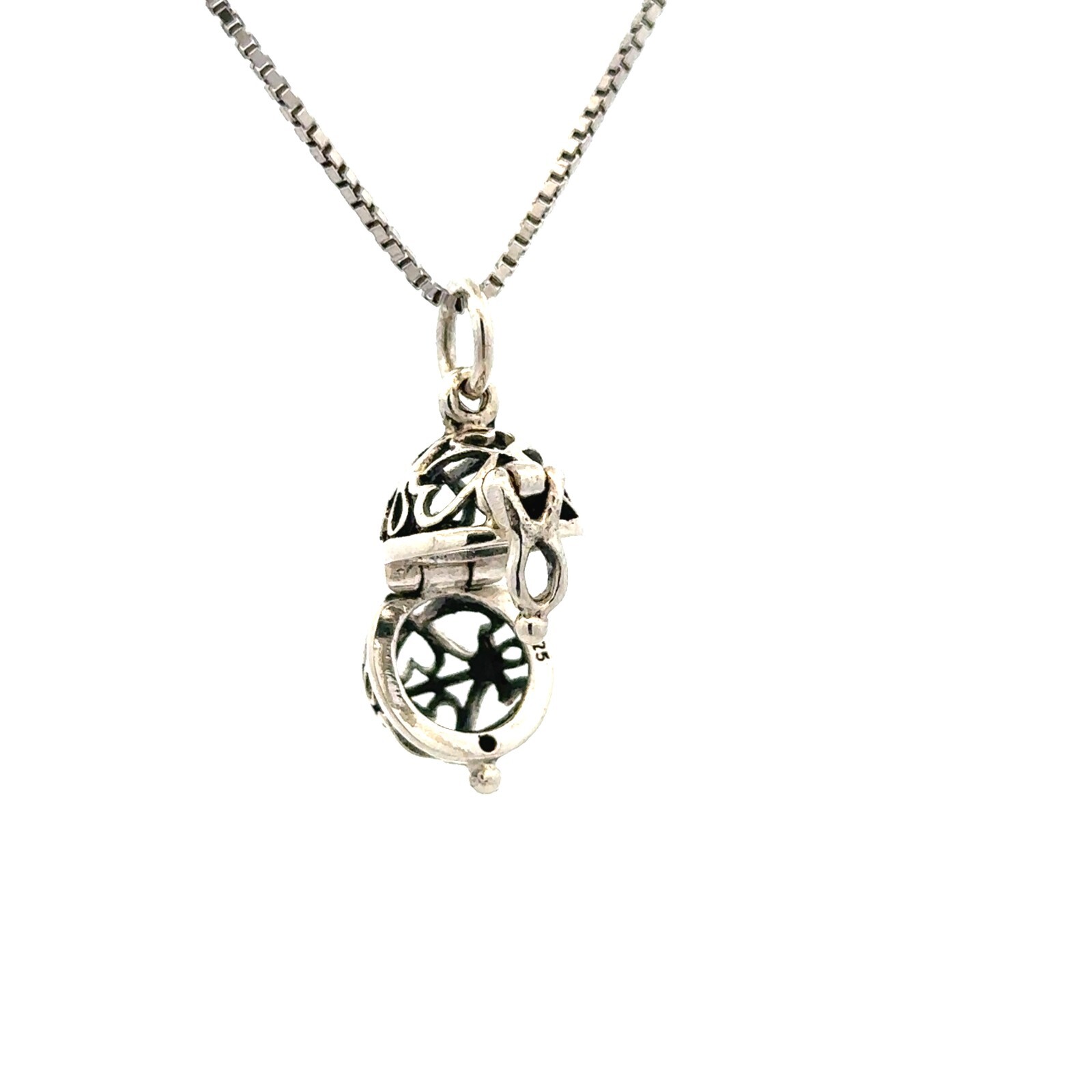Sterling Silver Oval Heart Locket Necklace (1/2 x 3/4 In) With 18 Inch Box Chain