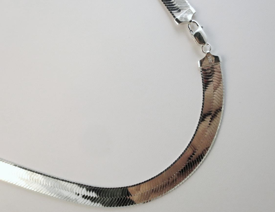 11mm Herringbone Necklace .925 Sterling Silver Italian Chain 16,18,20,22,24 inch