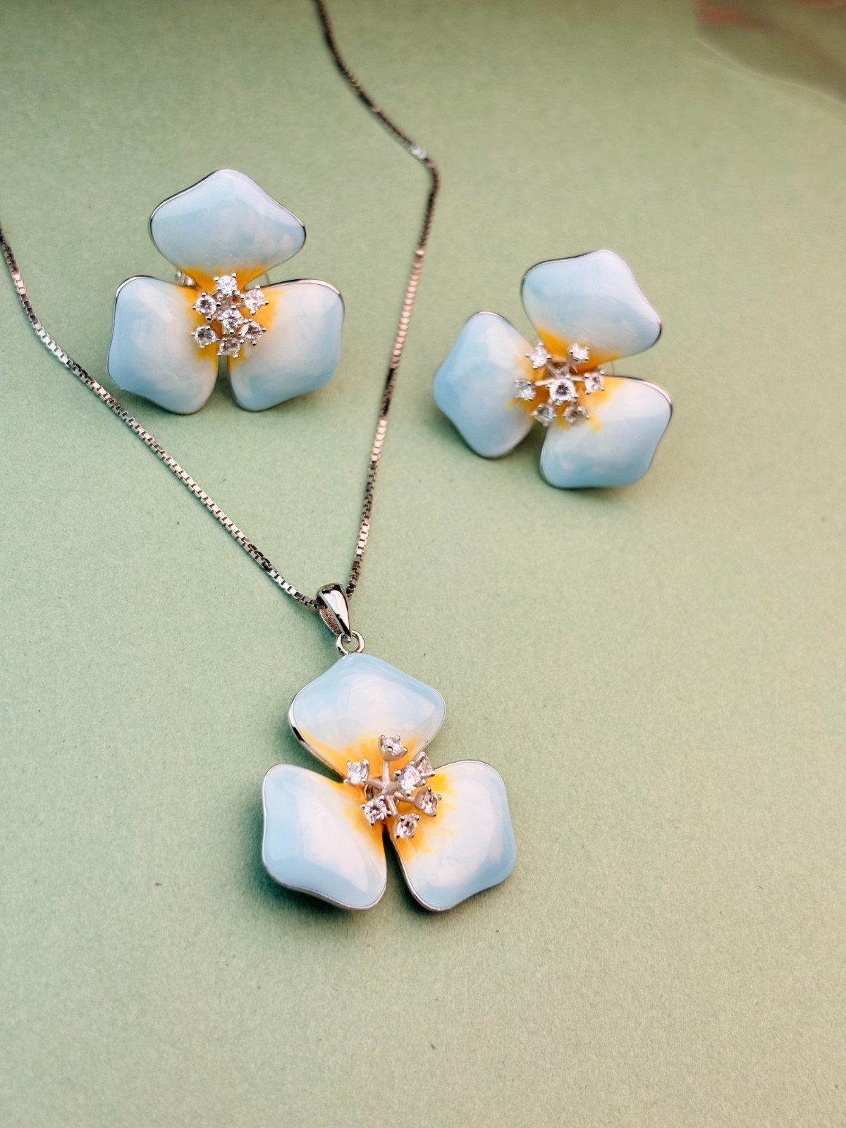 925 Sterling Silver Enamel Flower Pendant Without Chain Floral Jewelry for Women
