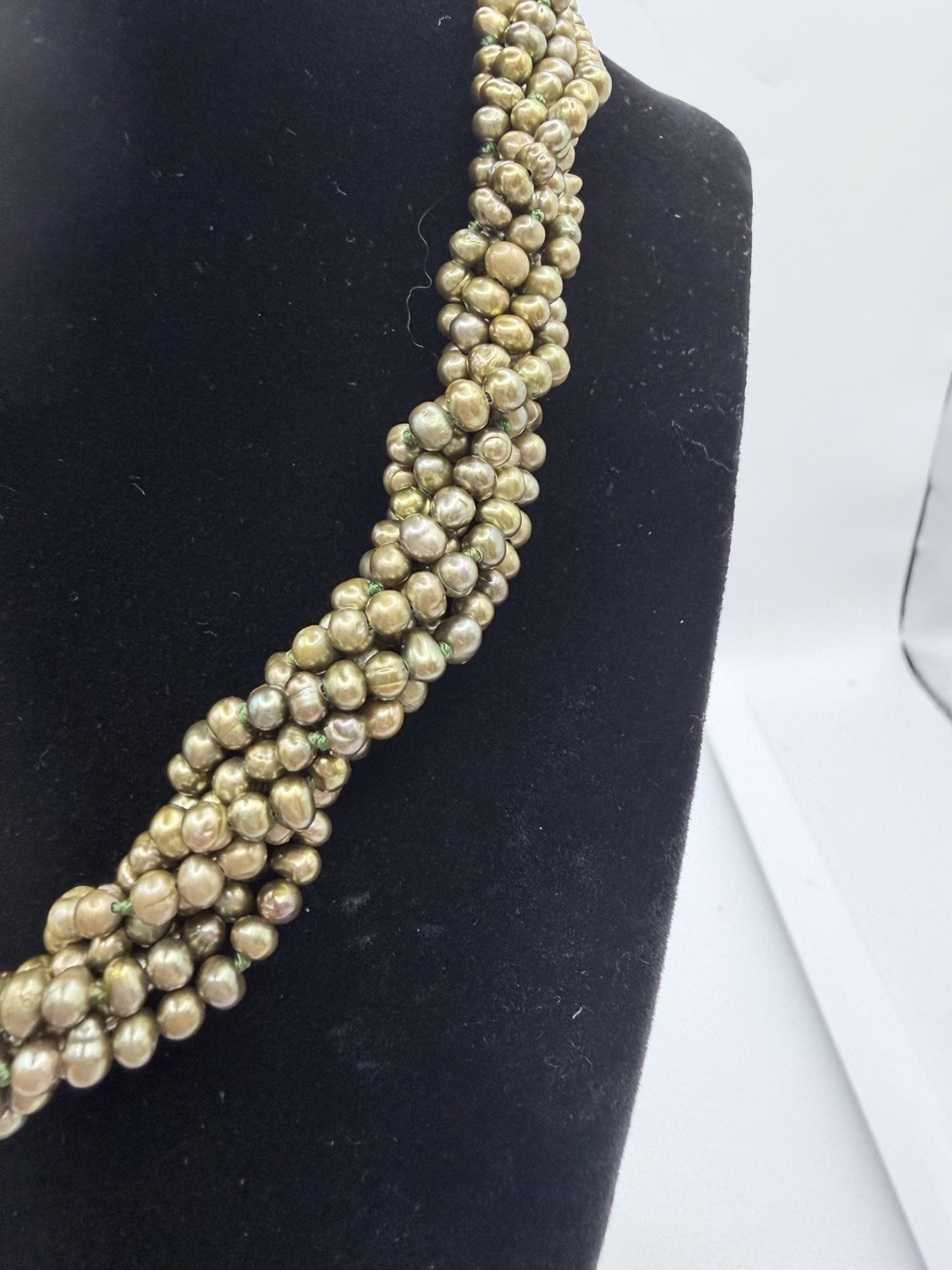 Sterling Silver Thailand Multi Strand Freshwater Peacock Pearl Necklace 42.45g