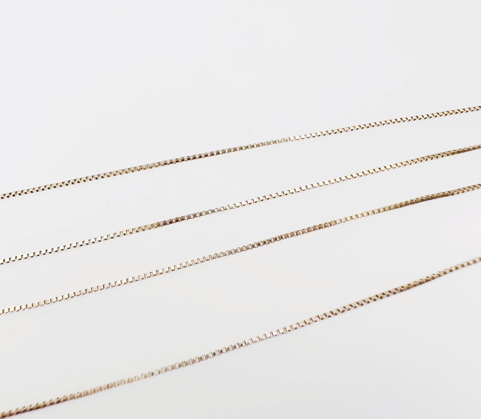 Solid 10K Yellow Gold Thin Liquid Box Link Chain Necklace, .5mm, 19 3/4″