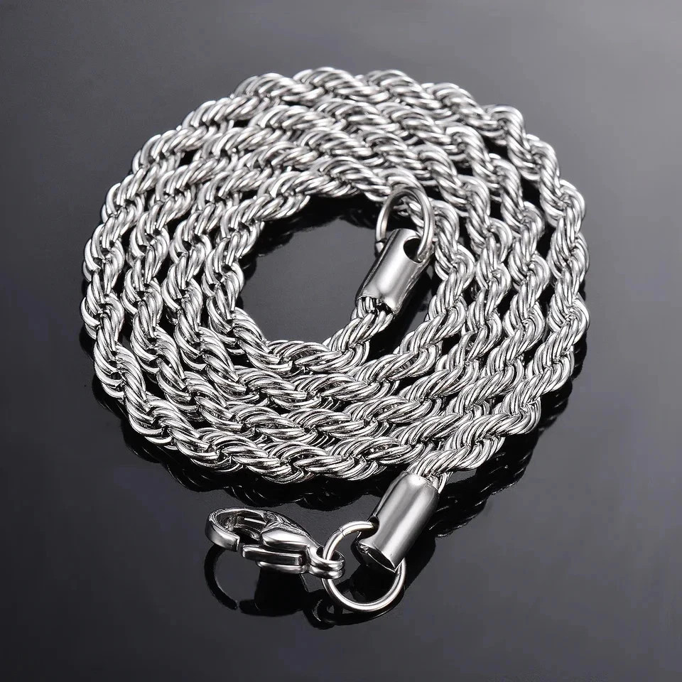 Rope Chain Necklace 925 Sterling Silver 2mm 3mm 4mm Men Classic Lobster Jewelry