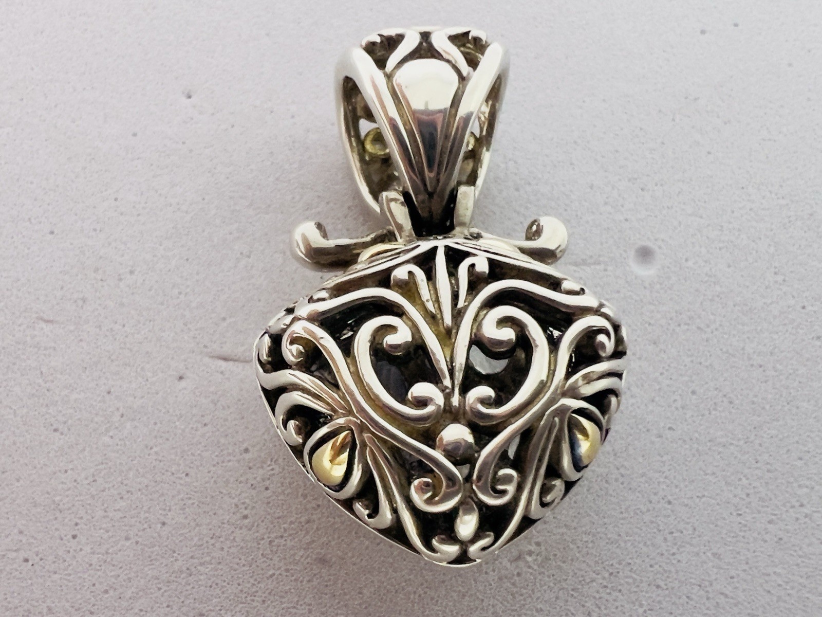 John Hardy Batu 18k Gold 925 Sterling Silver White Topaz Pendant Enhancer