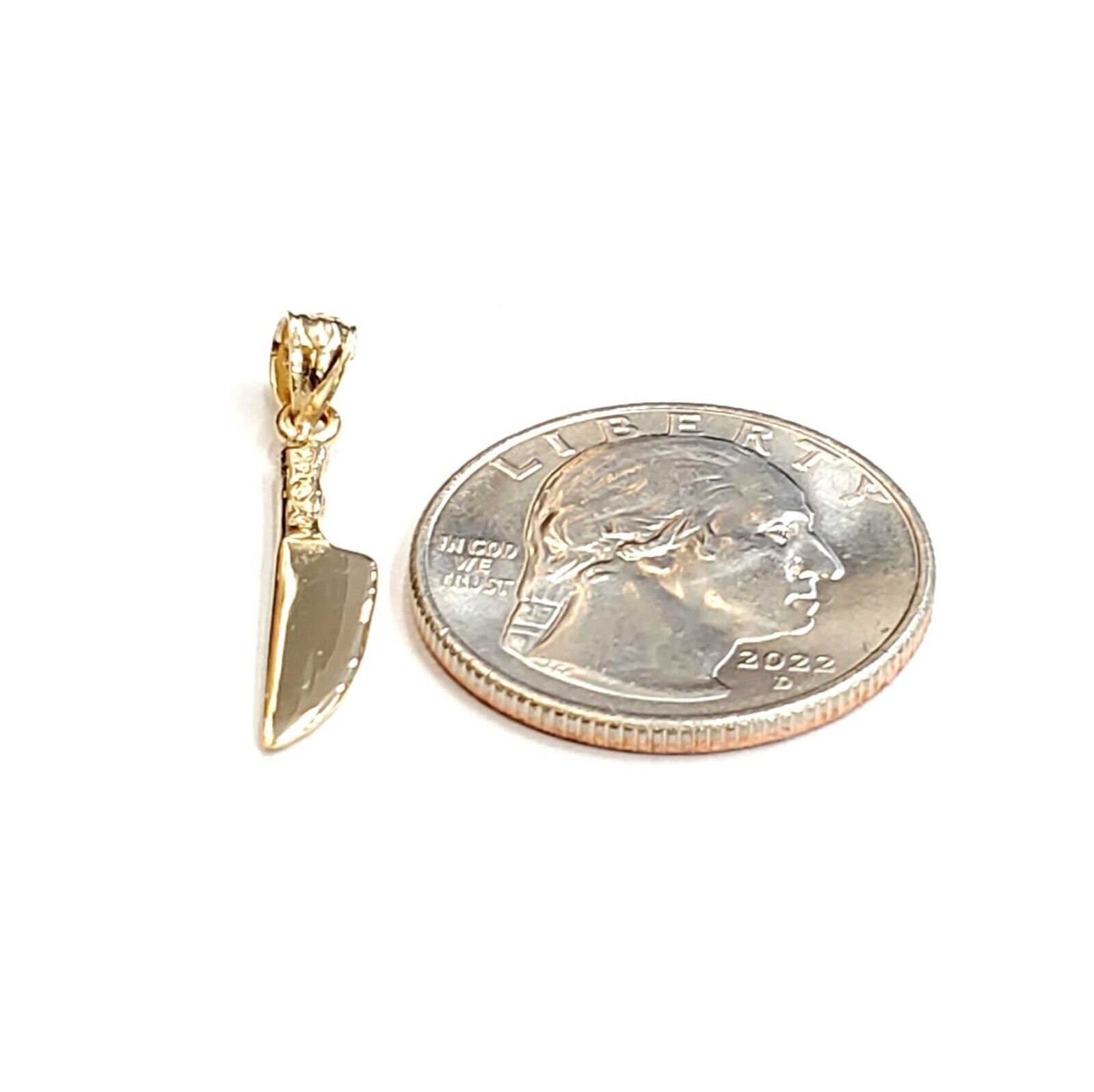 14k yellow Gold solid 3D kitchen utensil knife Pendant charm fine jewelry 1.1g