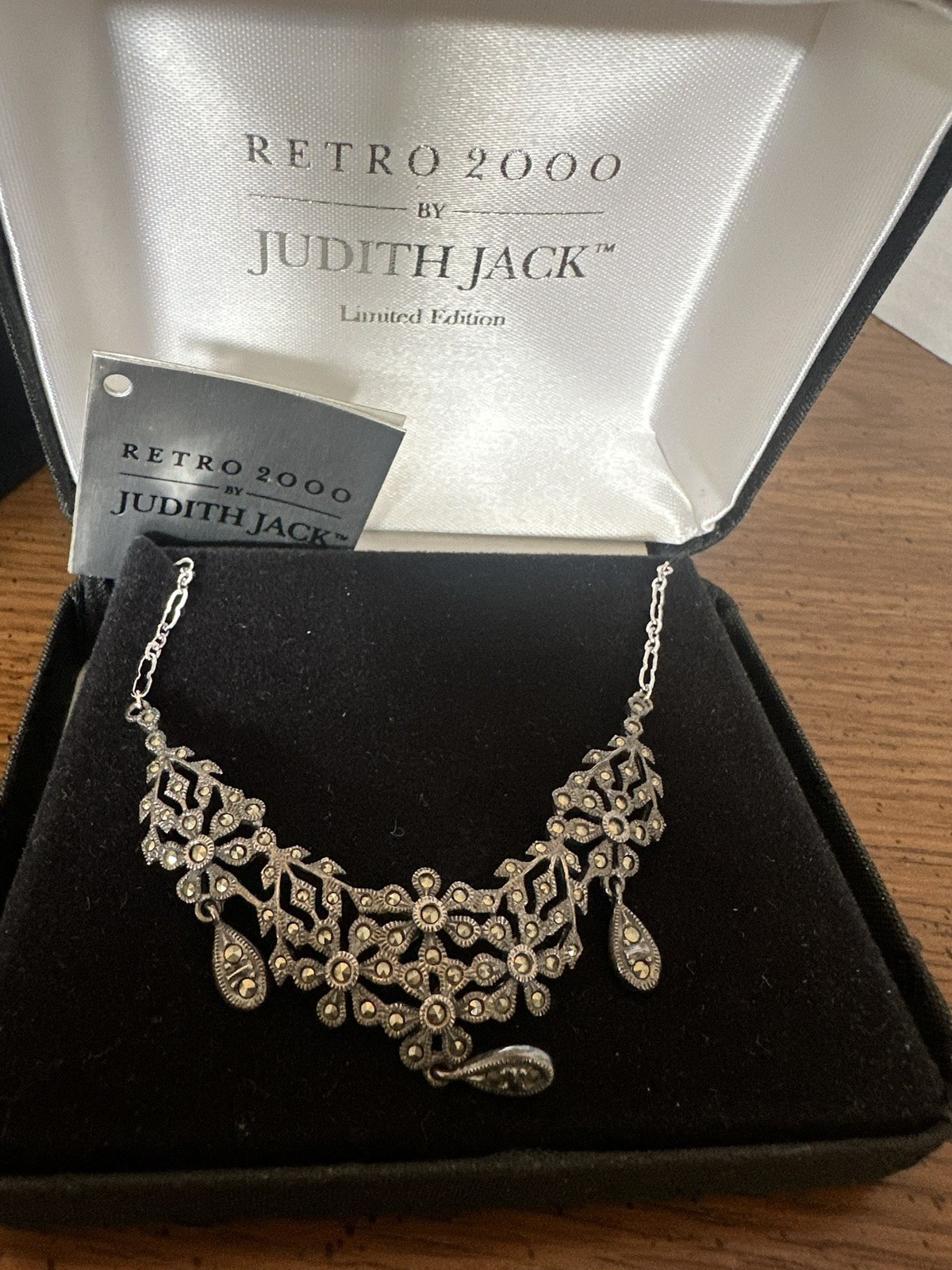 Stunning Sterling Silver & Marcasite Necklace Judith Jack Retro 2000 LE