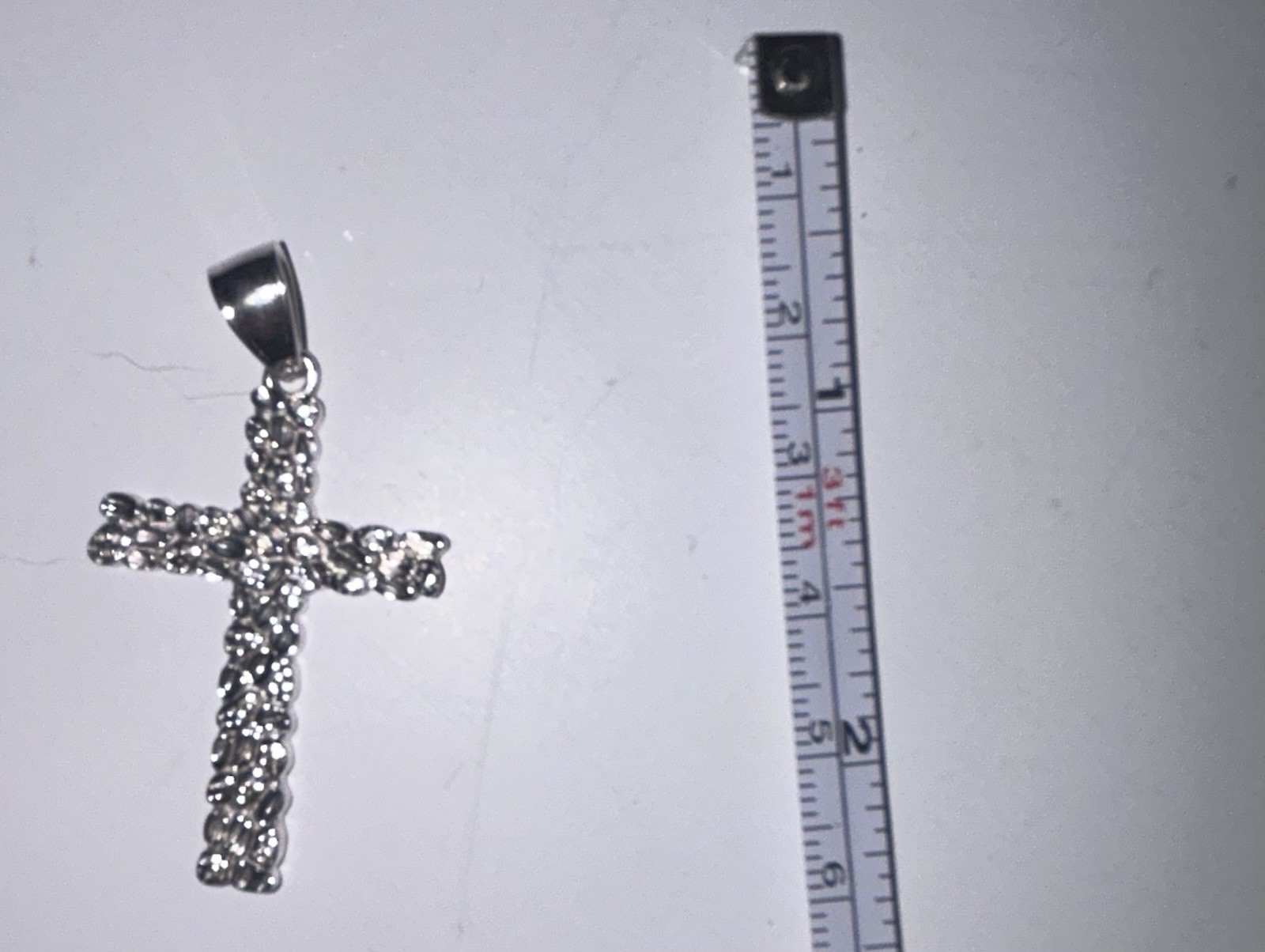 925 Sterling Silver Stamped Cross Pendant Unisex 2” L x 1.25” W