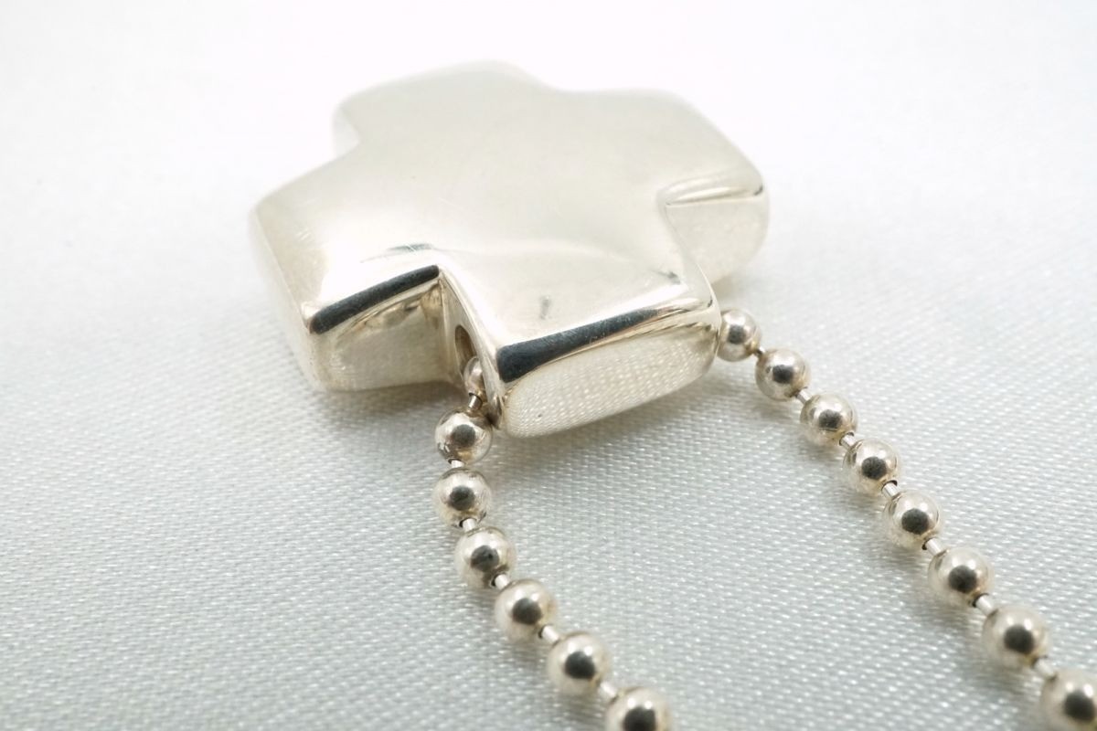 Tiffany Roman Cross Necklace Pendant Ball Chain SV925 Sterling Silver Used