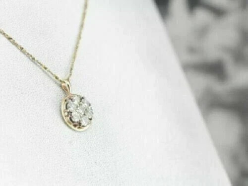 1CT Diamond Lovely Circle Disc Style Pendant 14k Yellow Gold Finish Necklace