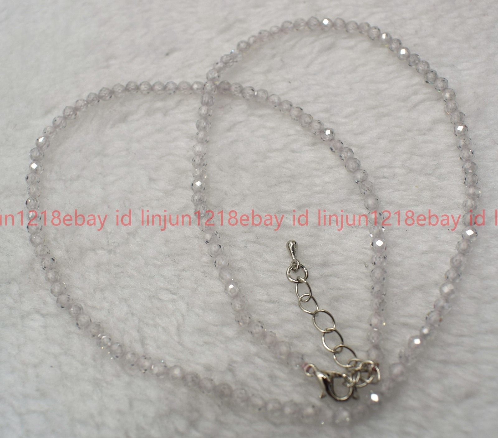 Natural Beautiful 3mm Faceted White Zircon Round Gemstone Beads Necklace 16-28in