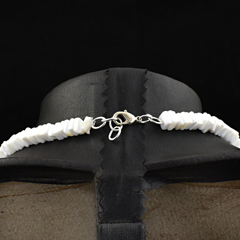 215.00 Cts Natural Single Strand White Agate Heishi Beads Necklace JK 03E276