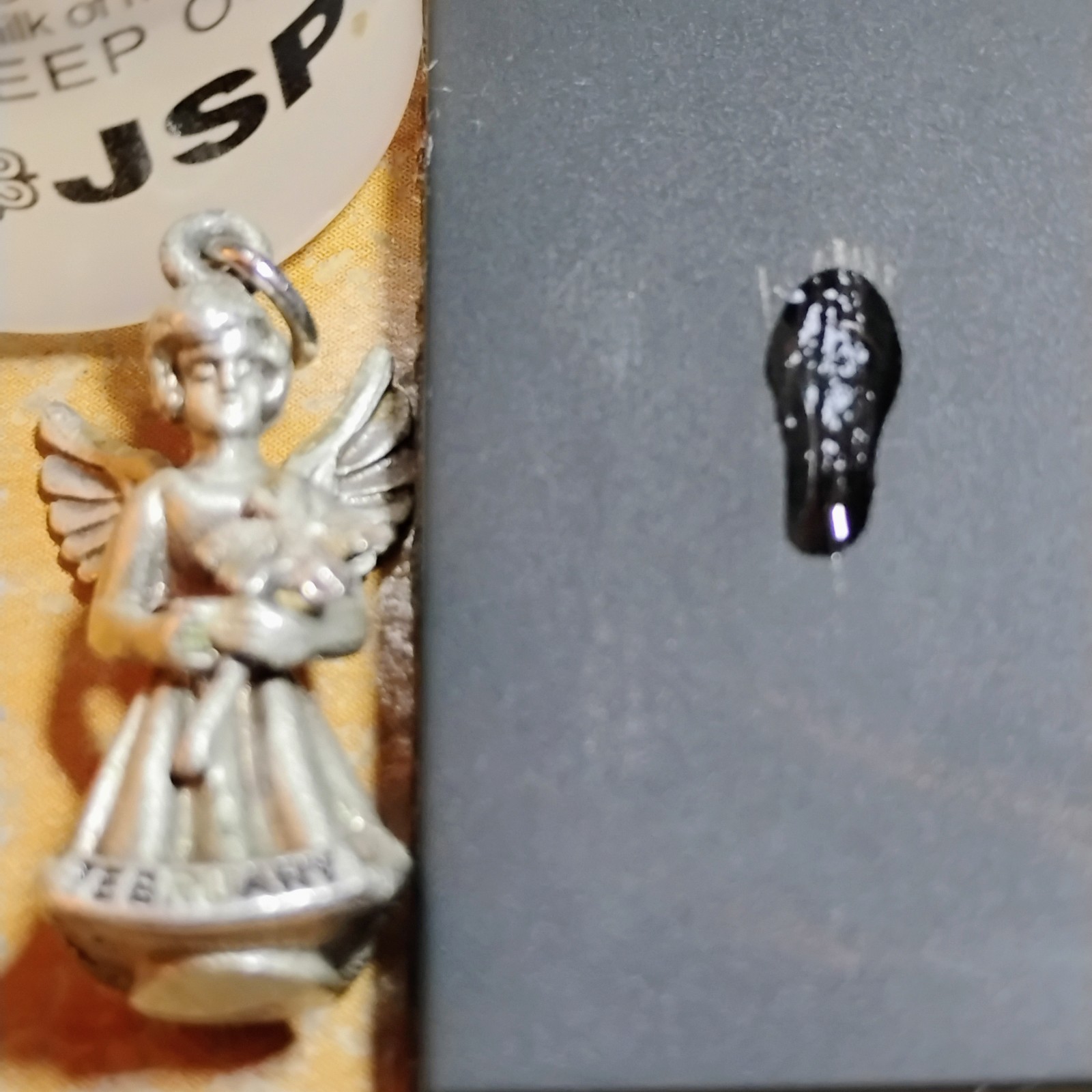 2 Sterling Silver 925 Angels 3D Puffy And Creed February Violets Pendants