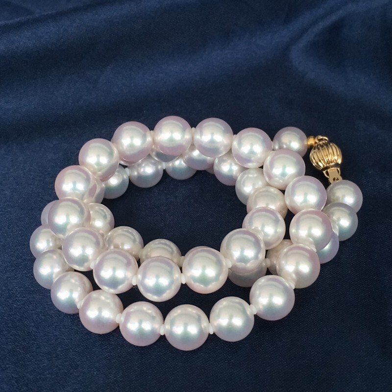AAAAA 9-10 MM GENUINE NATURAL Australian south sea white Round pearl necklace 18