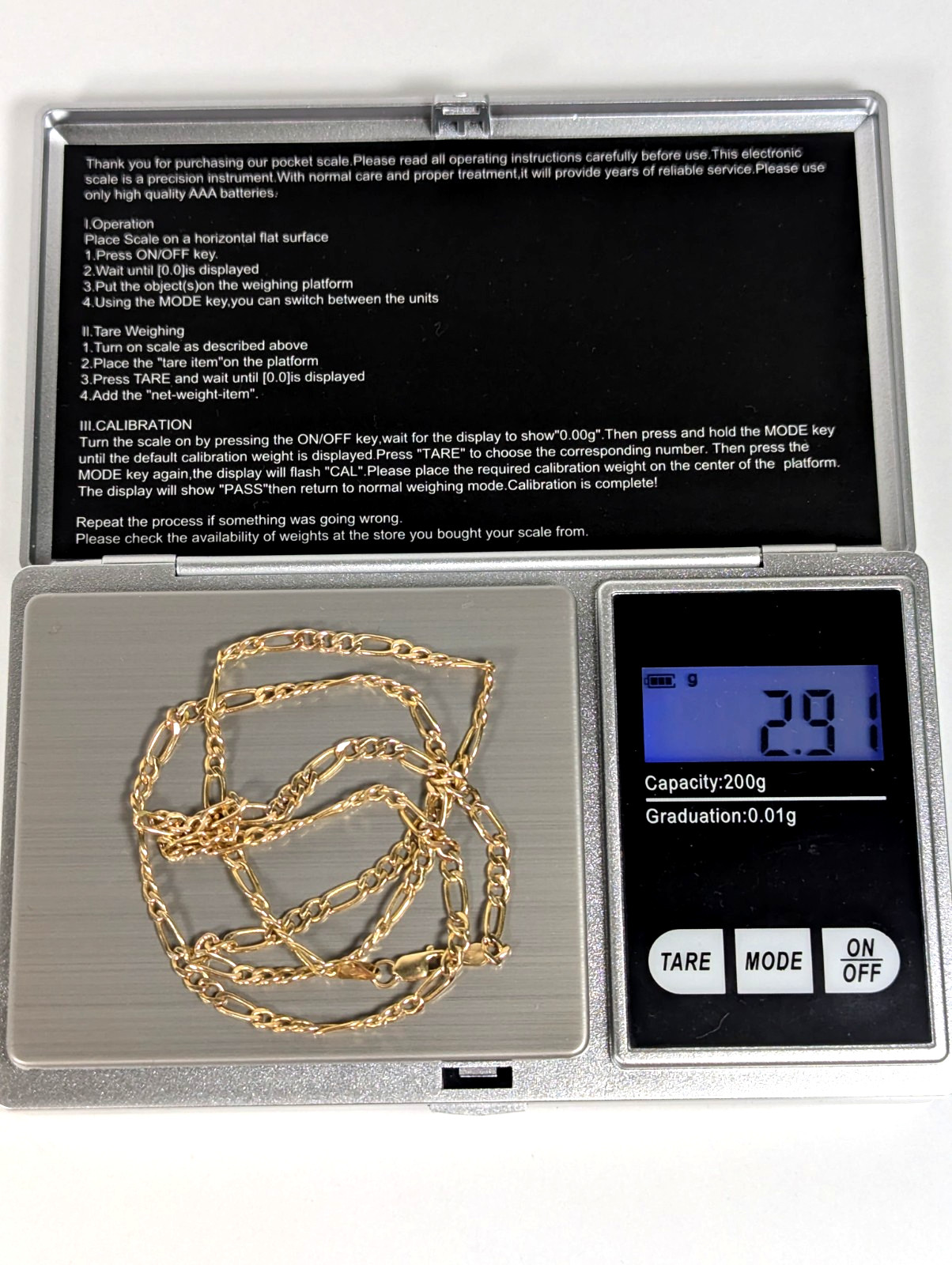 Vintage 10K SOLID Yellow Gold Figaro Necklace Chain Jewelry 20″ Gift FREE S&H