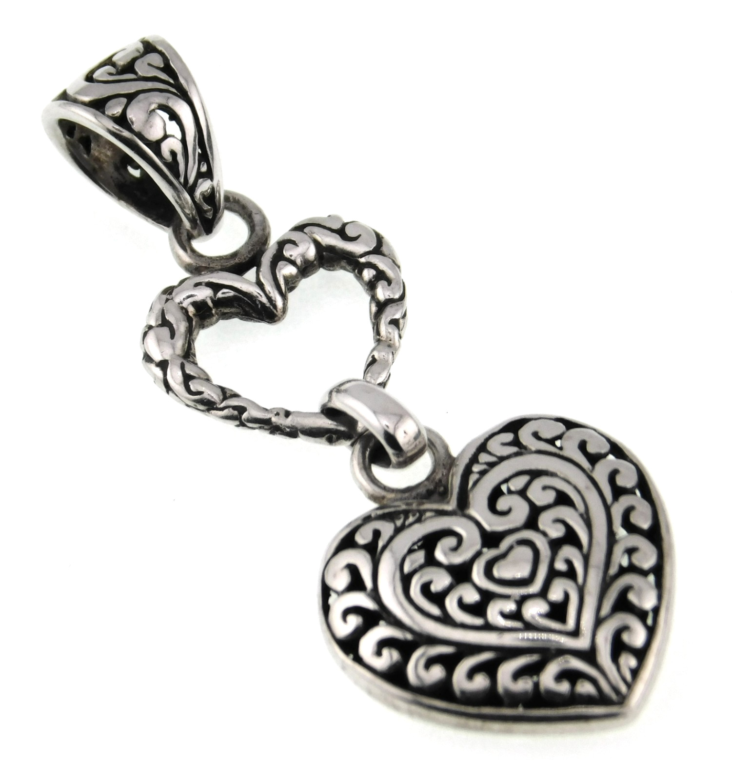 ATI 925 Sterling Silver Dangle Hearts Pendant