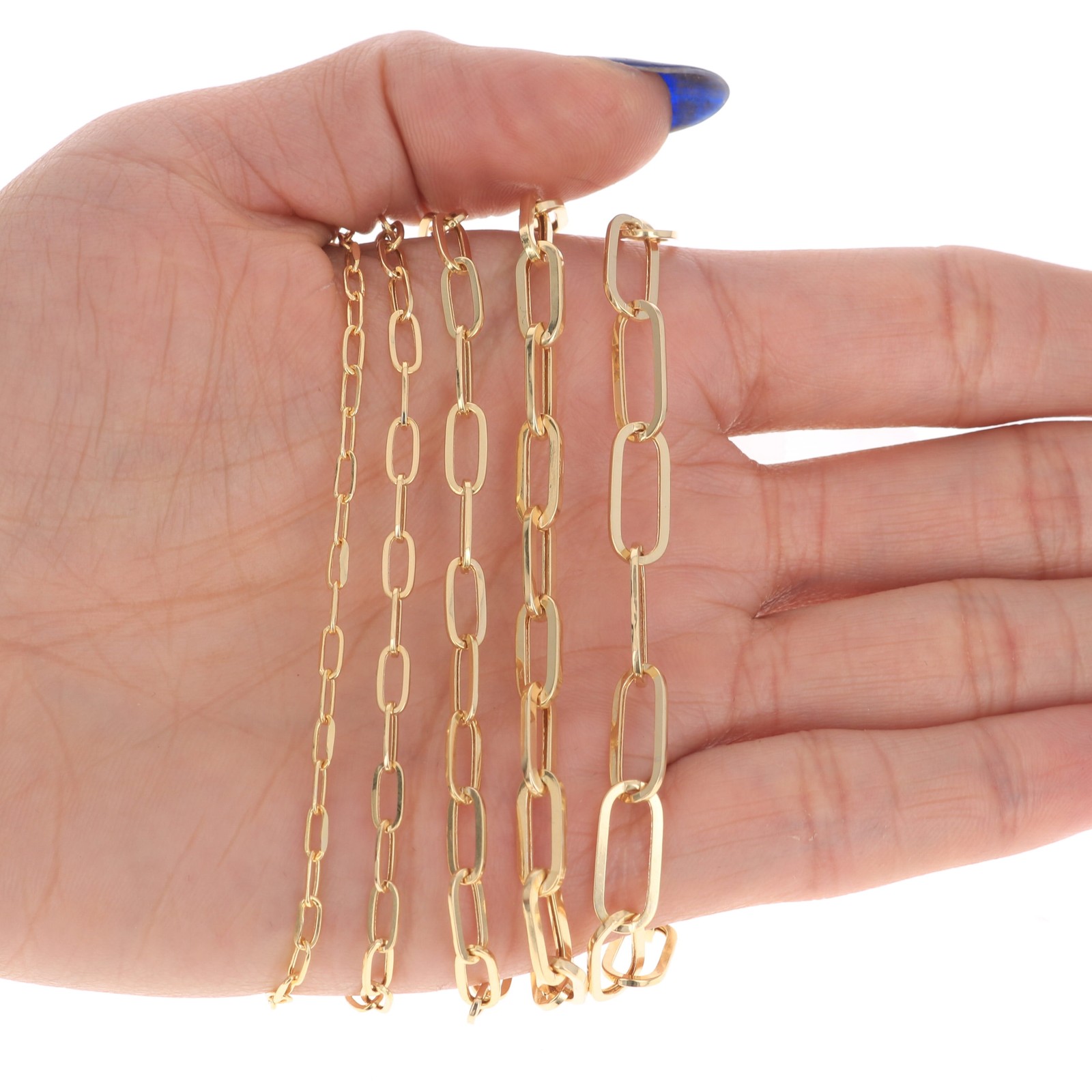 10k Yellow Gold Paperclip 2mm-7mm Chain Cable Rolo Bracelet Mens Womens 7″ – 8″