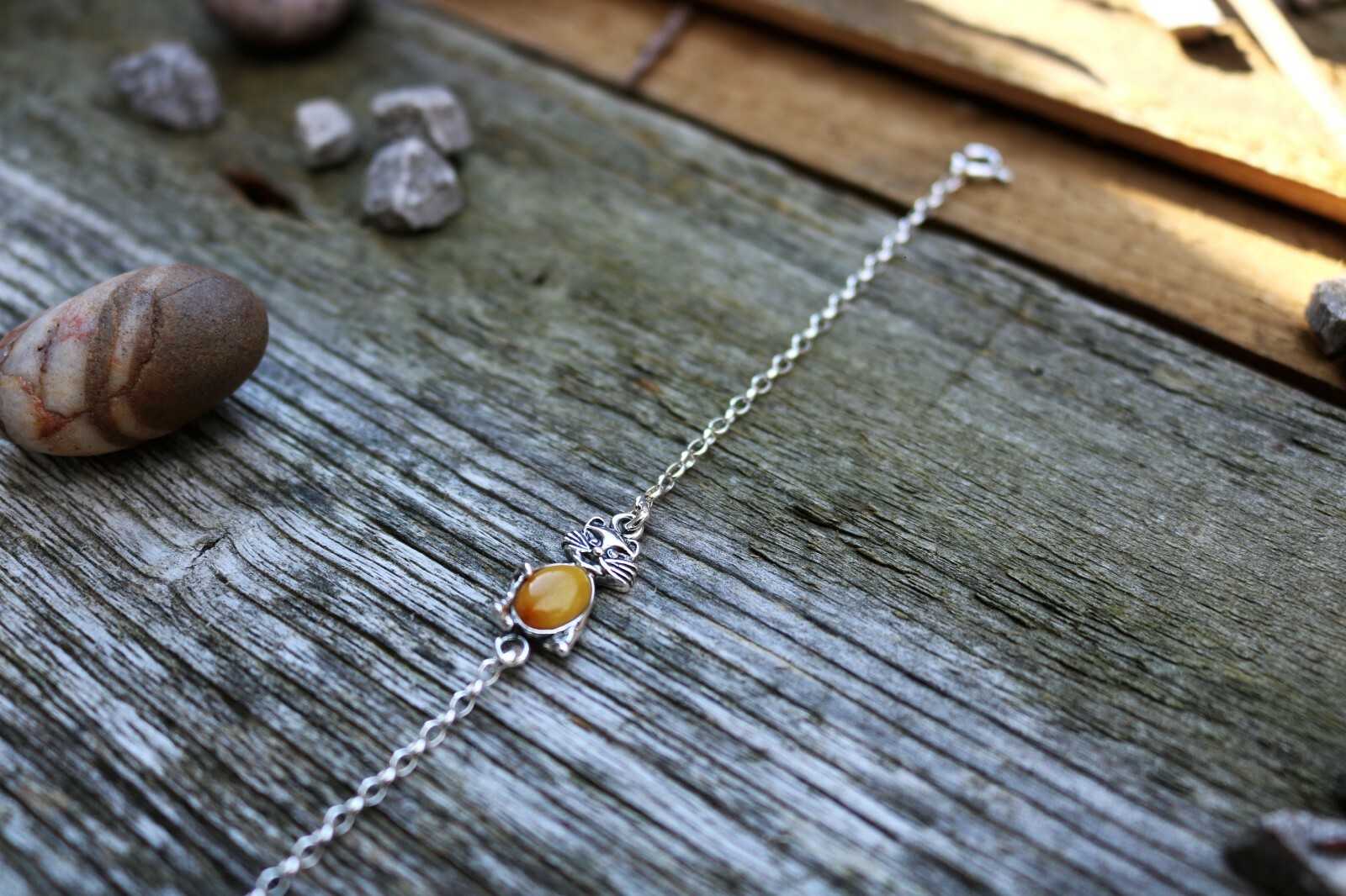 925 Silver Amber Cat Bracelets UK Seller