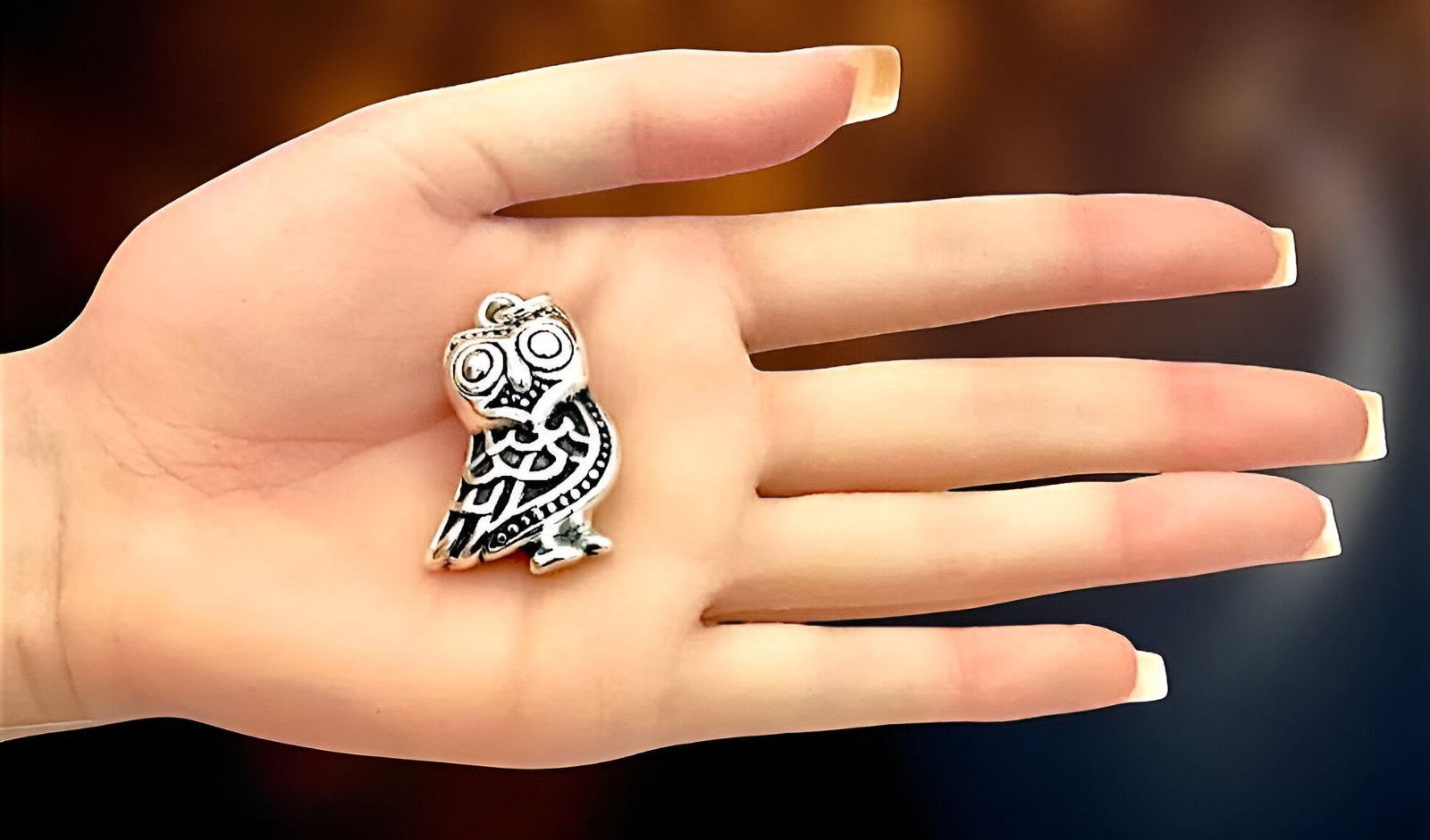 925 Silver Owl Pendant – Lightweight Fine Jewelry – Chain Sold Separate 1513