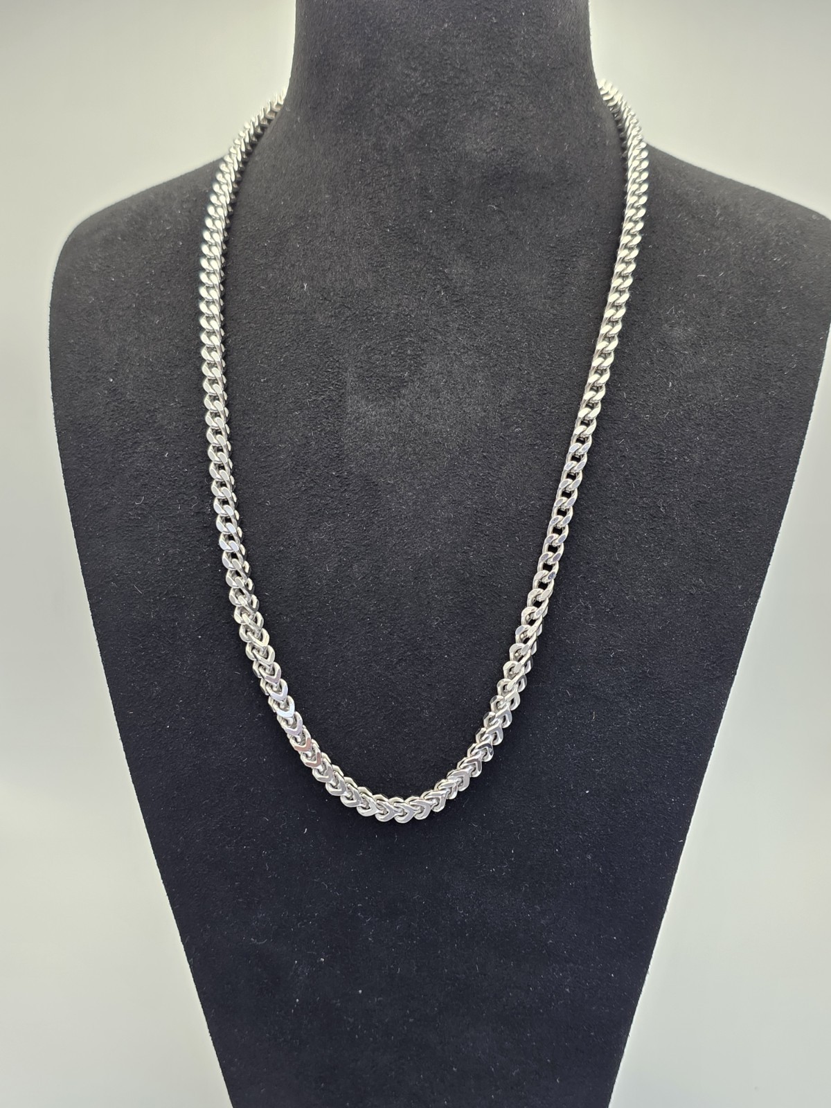 SQUARE FRANCO LINK CHAIN NECKLACE STERLING SILVER 925 RHODIUM PLATED ANTI…