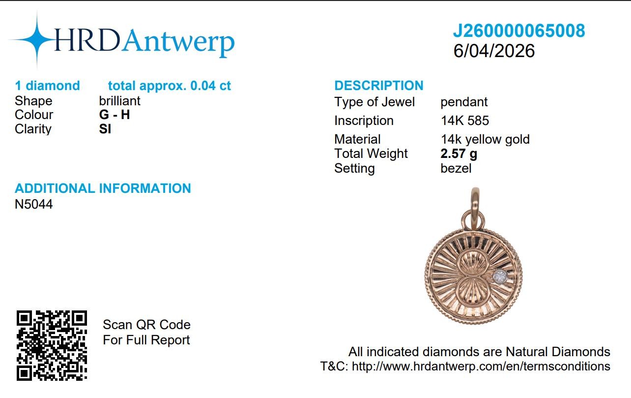 0.04 ct Natural Diamond Infinity Number Coin Pendant 14K Gold Sunburst