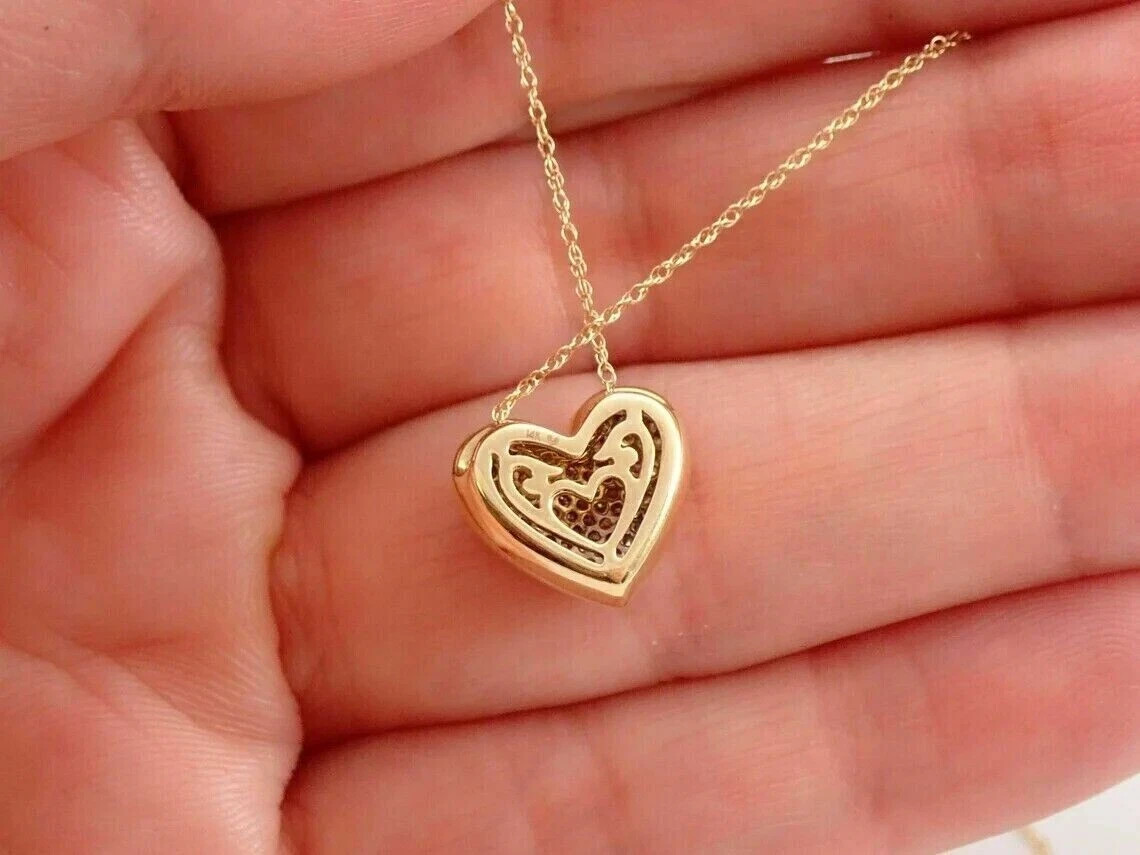 2.50Ct Round Cut Lab-Created Diamond Cluster Heart Pendant 14k Yellow Gold Over