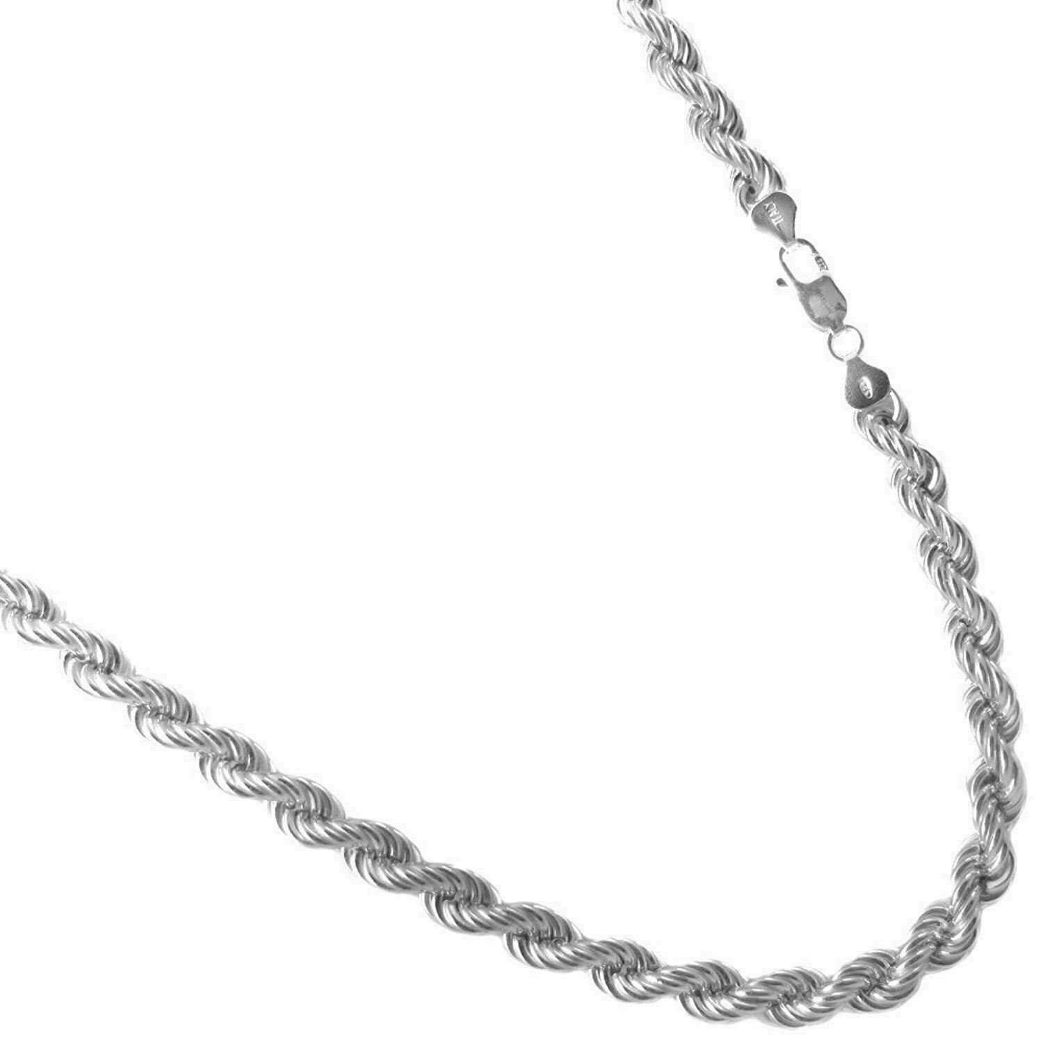 Solid 925 Sterling Silver Italian Rope Chain Mens Necklace 4.50mm – Diamond Cut