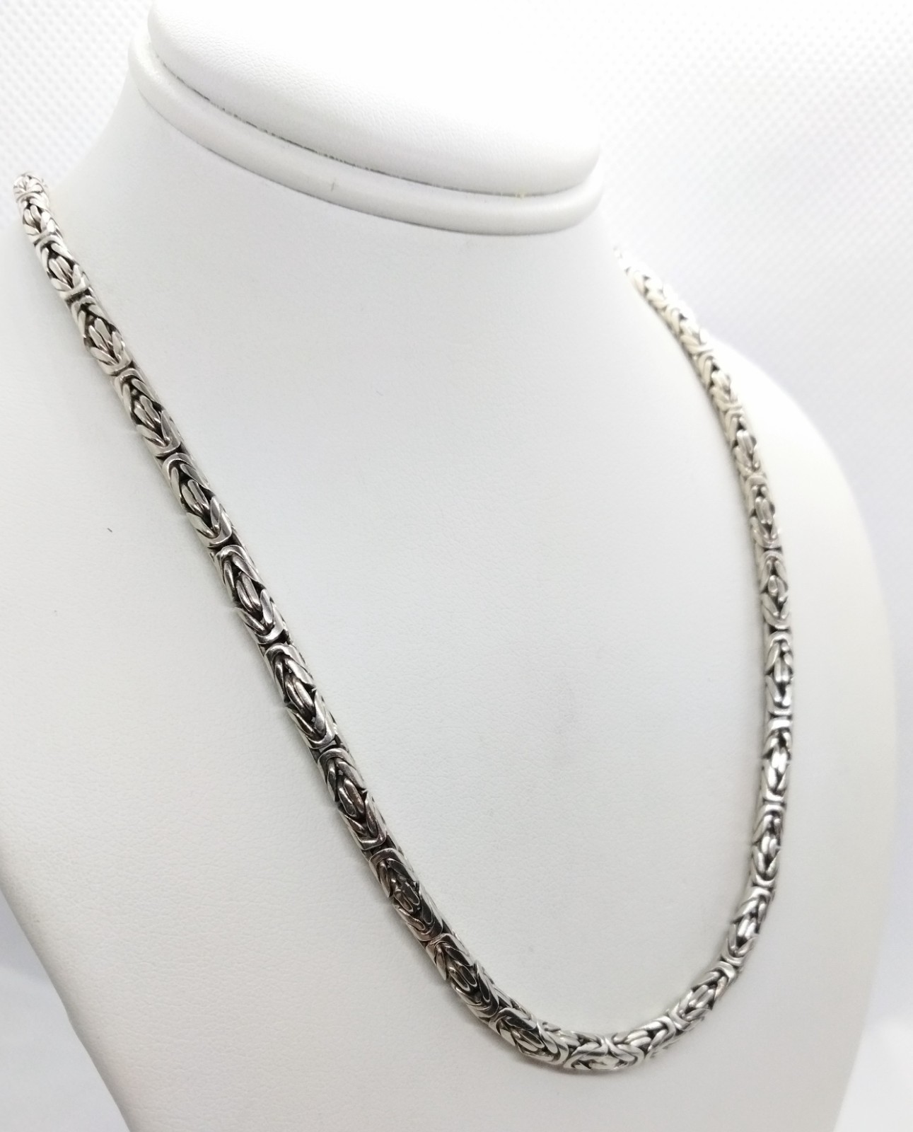 Suarti BA Sterling Silver 3mm Byzantine Chain Necklace Hook 18″