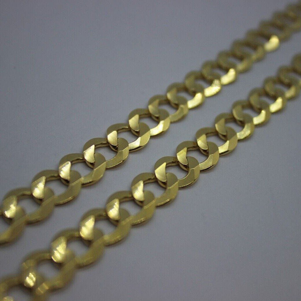 10K Solid Gold Yellow Cuban Link Chain Men Women 1.8mm – 10mm 16″ ~ 30″