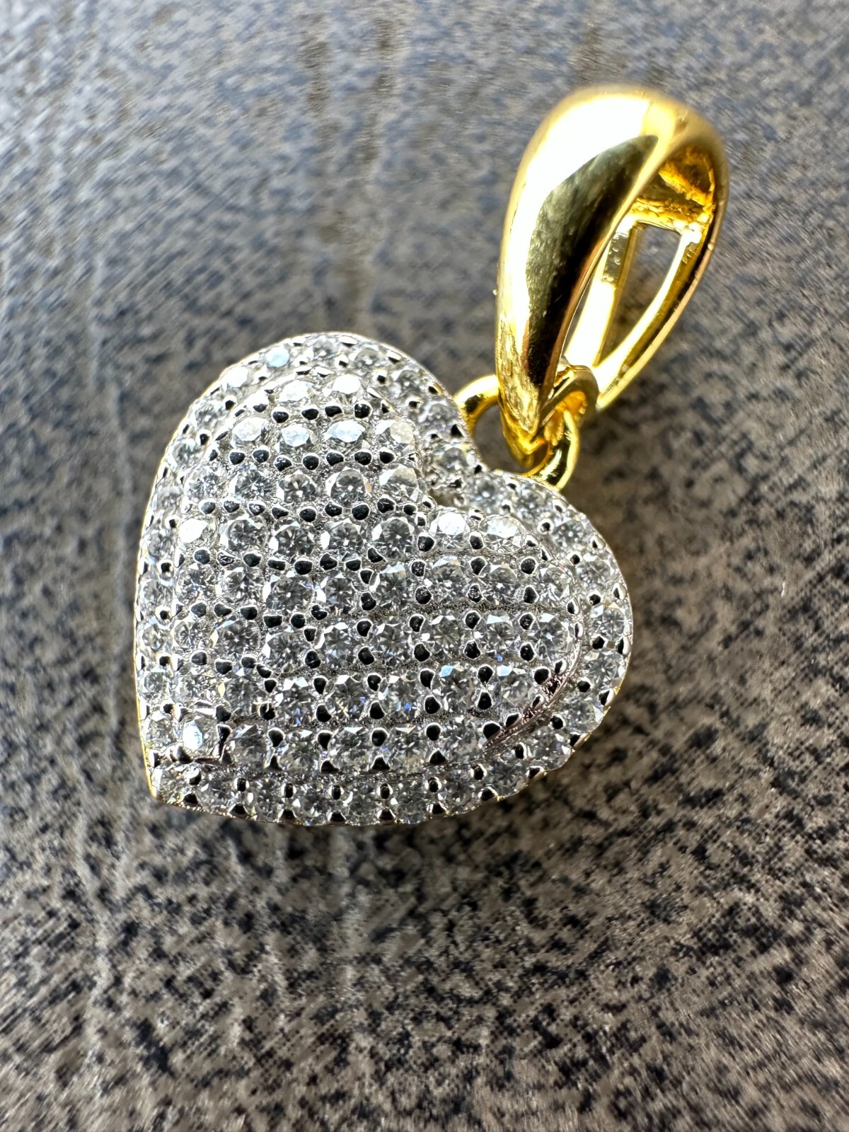 MOISSANITE 925 Silver 14K Gold Iced Small Ladies Heart Shaped Love Pendant Charm