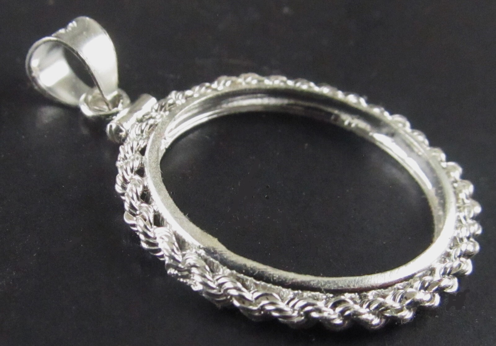 Coin Bezel Mount Sacagawea and Child Dollar Rope Sterling Silver Soldered Bail