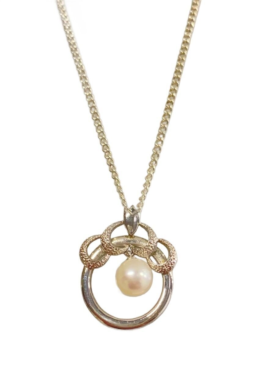 Authentic MIKIMOTO Pearl Circle Pendant Necklace Sterling Silver 925 17.3in Jp