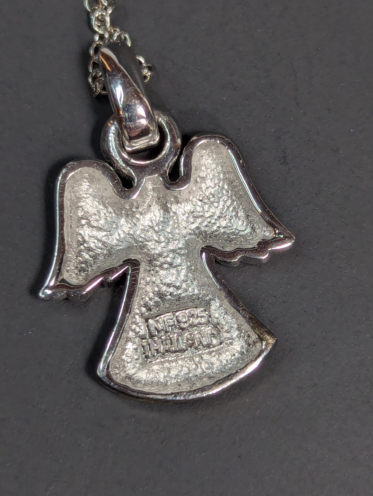 NF 925 Sterling Silver Angel Pendant 18″ Chain Necklace Thailand