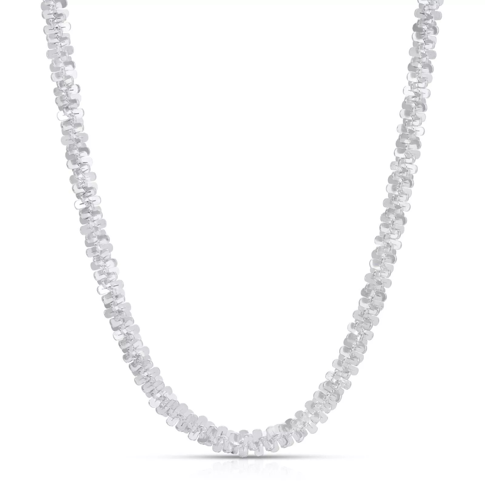 925 Sterling Silver Diamond Cut Margarita Sparkle Rock Chain Necklace 3mm ITALY