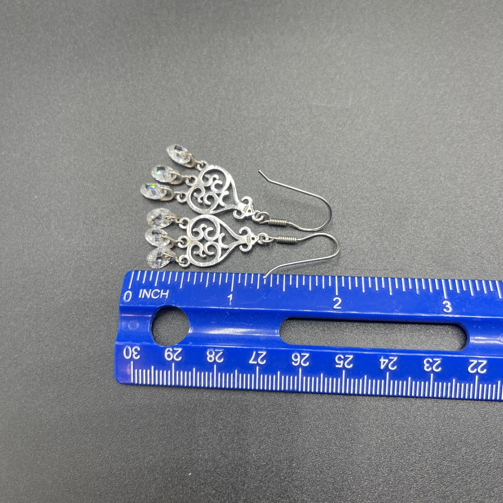 Stunning 925 Sterling Silver Dangle Earrings **A MUST SEE BEAUTIFUL** #I190