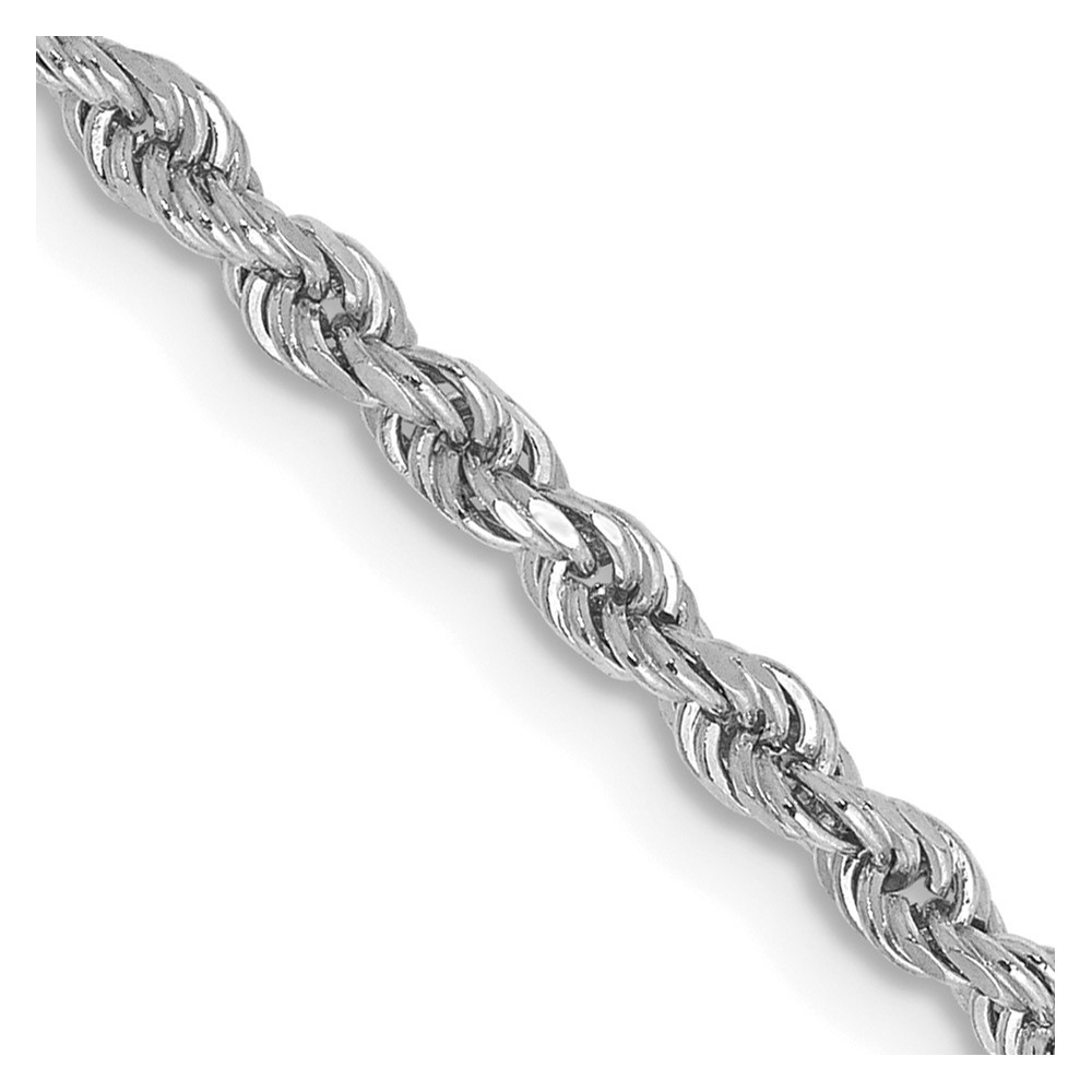 10k White Gold 2.25mm Diamond-cut Rope Chain Necklace 22″ 9.1gm