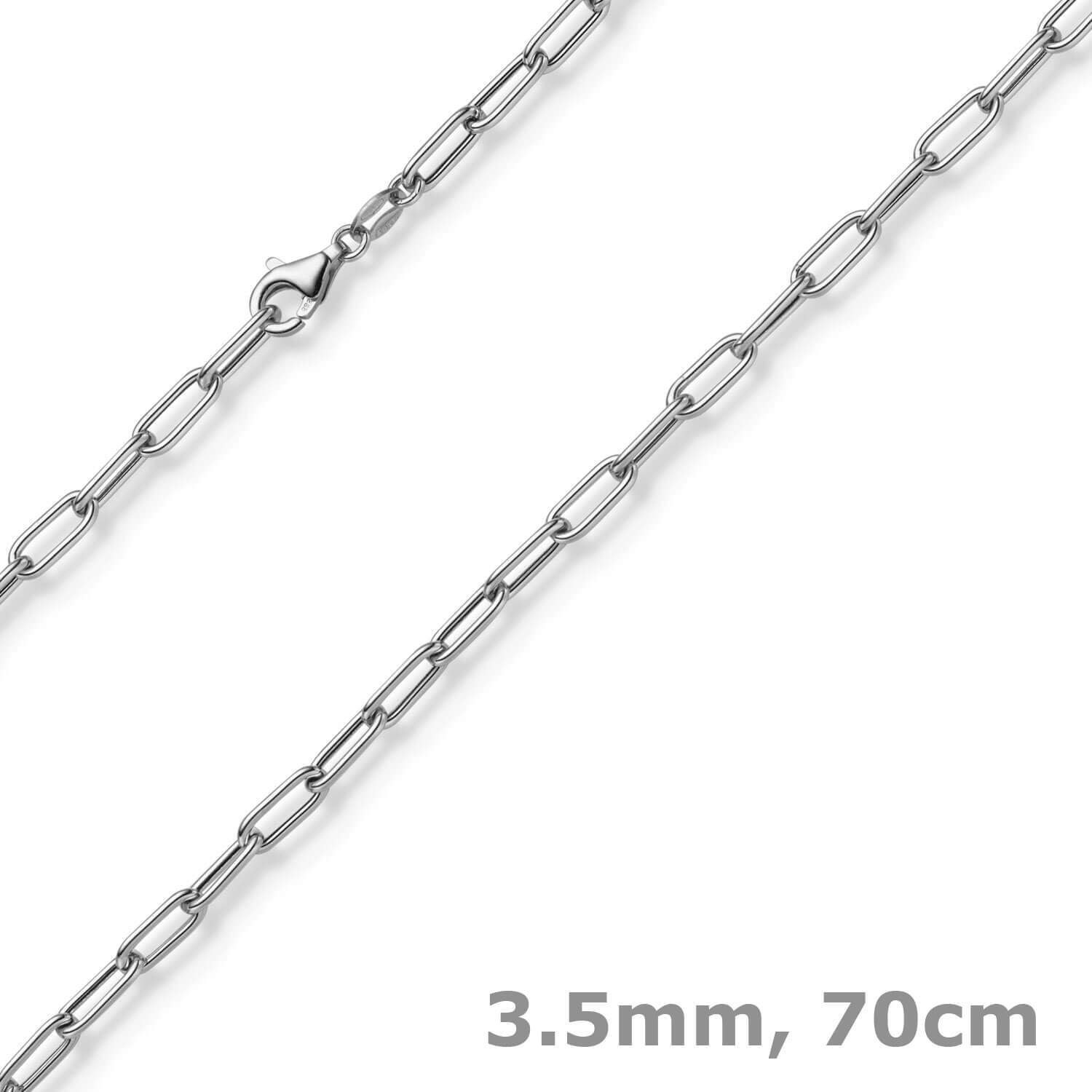 3.5mm Paper Clip Anchor Wide Chain Choker Necklace 585 Gold White Gold 70cm