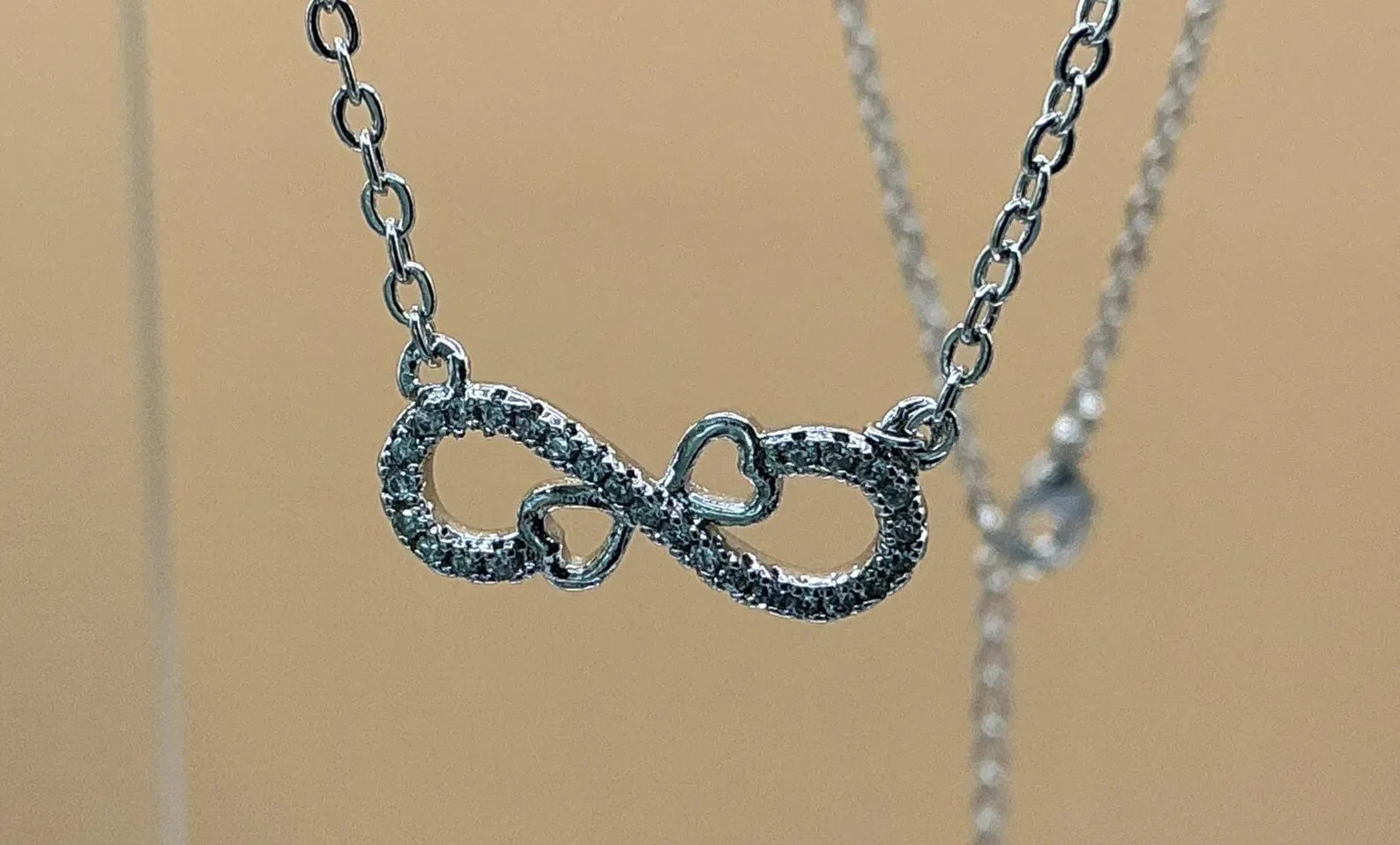 Infinity Heart Necklace: Sterling Silver, 18 inches
