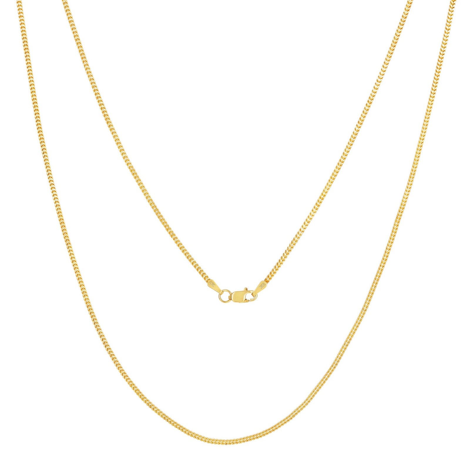 10K Yellow Gold 1.5mm Foxtail Wheat Square Box Franco Pendant Necklace Chain 22″