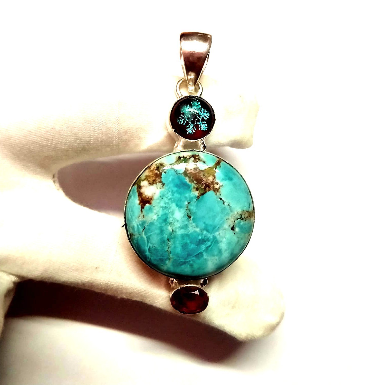 Multicolor Gemstone Handmade 925 Sterling Silver Jewelry Pendant Sz-2.4″