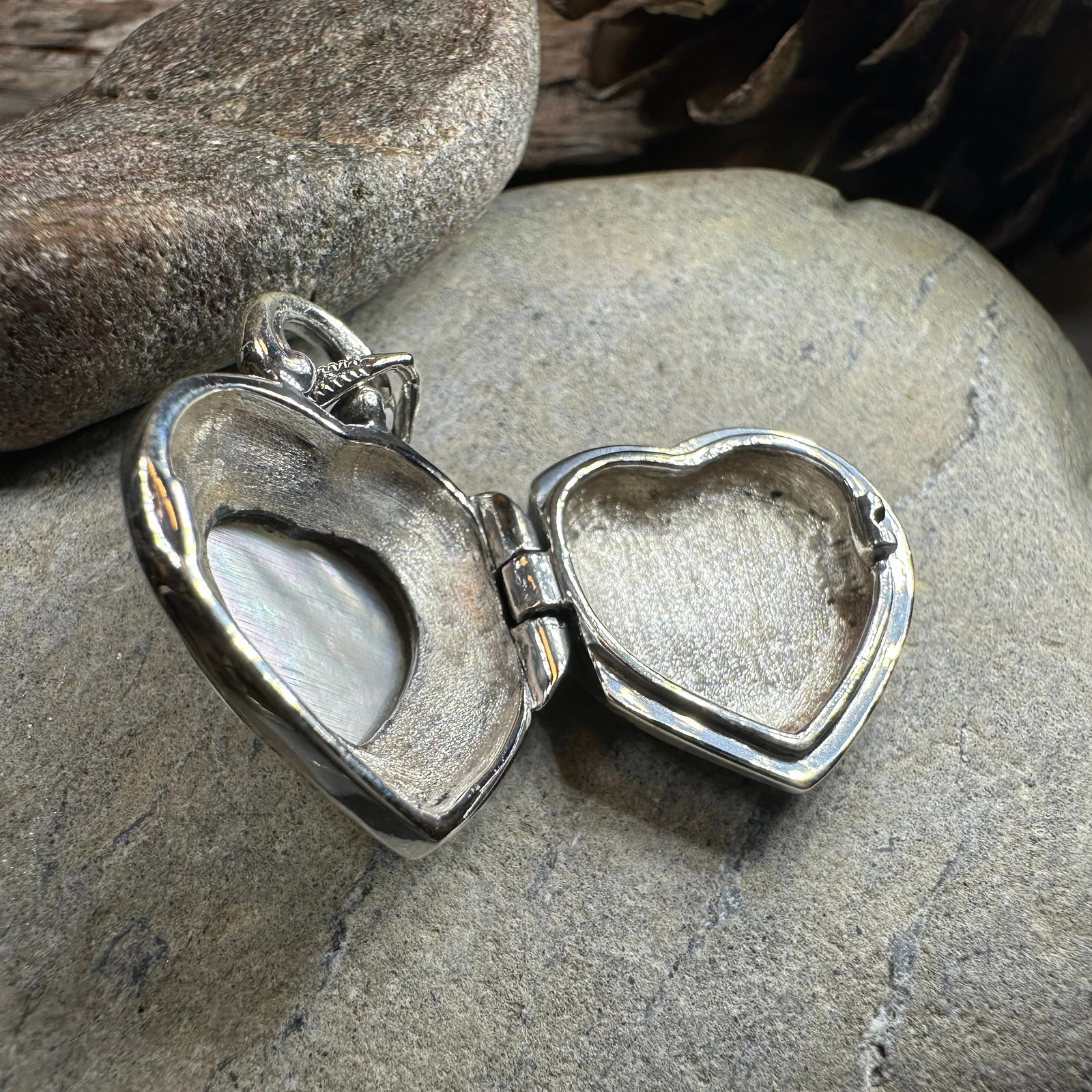 Locket Heart Marcasite Necklace in Sterling silver