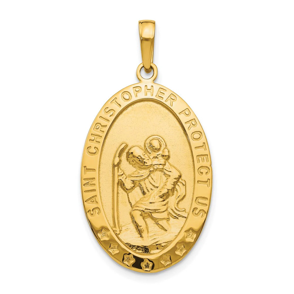 10K / 14K Yellow Gold Saint Christopher Medal Pendant