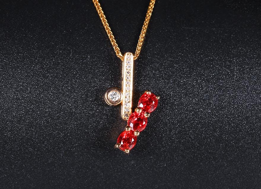 0.78ct Natural Ruby Pendant in 18K Gold with Diamonds, Unique Gemstone Jewelry