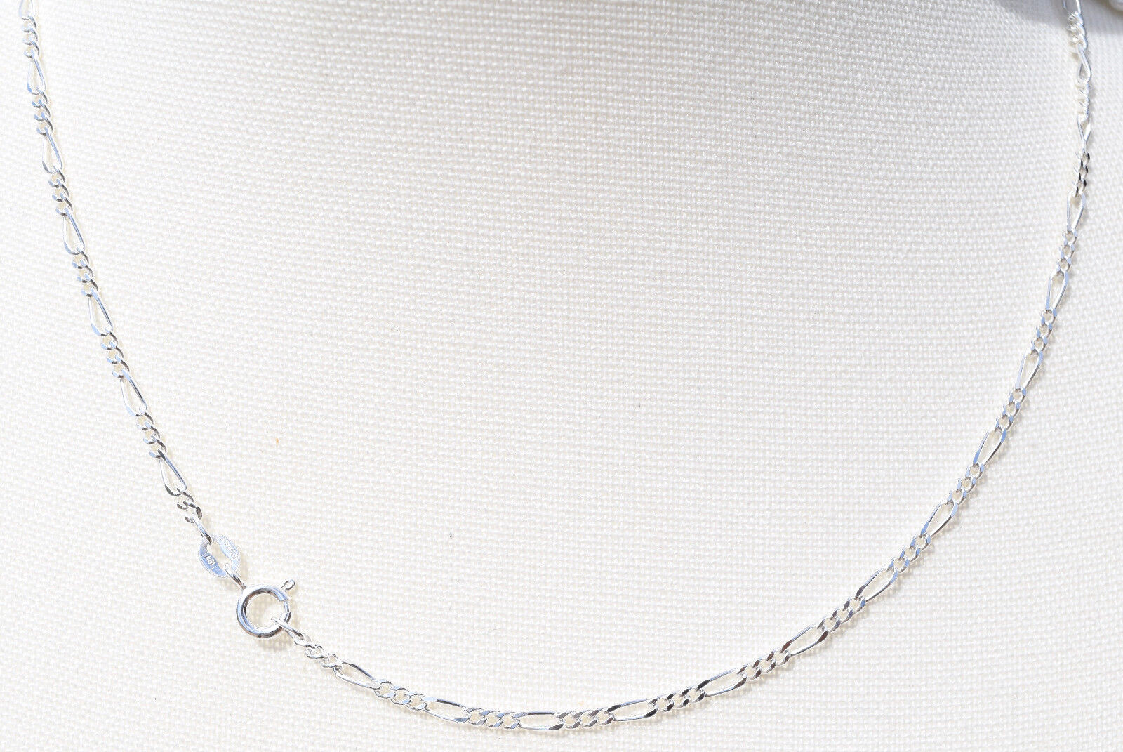 Figaro 3 + 1 Chain Italian 925 Sterling Silver 2.1mm Chain 18″ Spring Ring Clasp